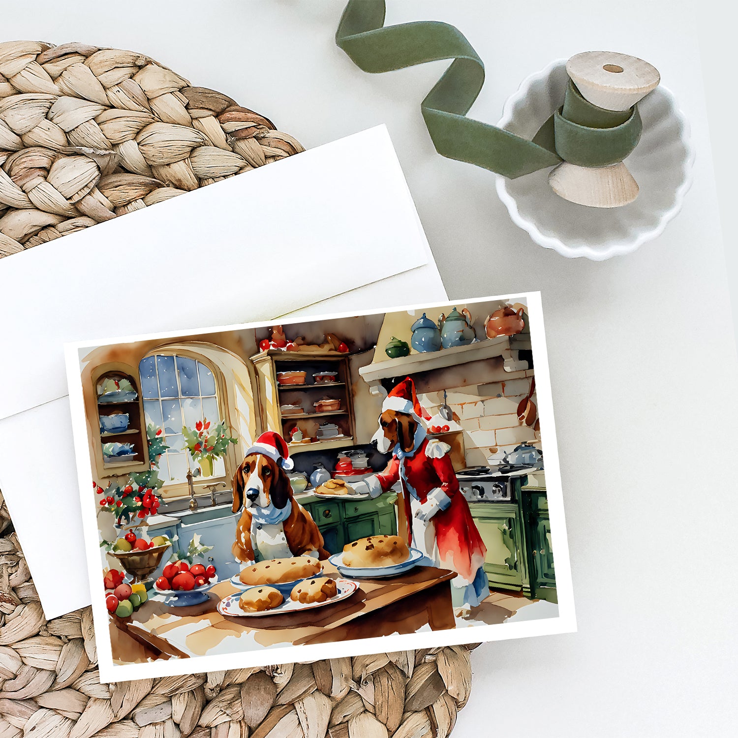 Buy this Basset Hound Christmas Cookies Greeting Cards Pack of 8