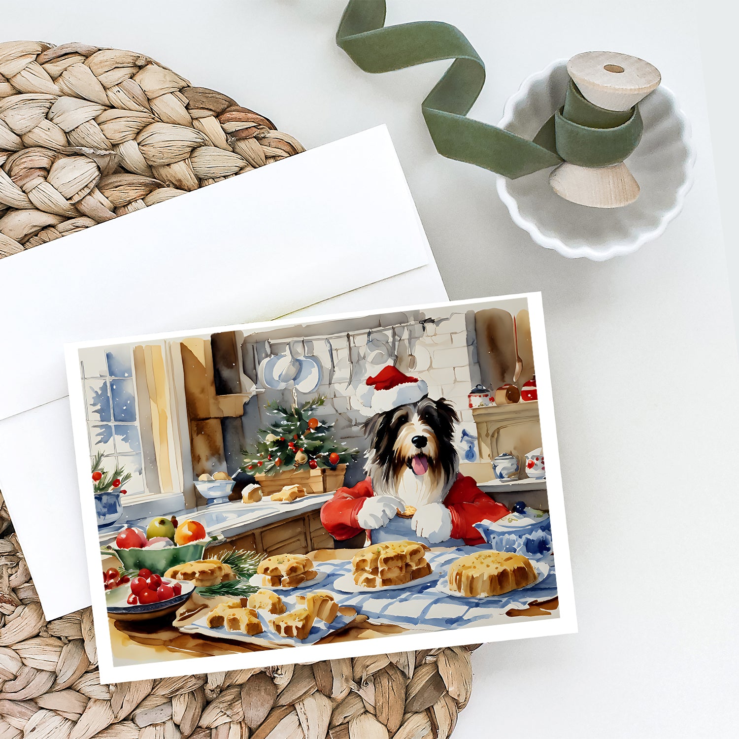 Buy this Bearded Collie Christmas Cookies Greeting Cards Pack of 8