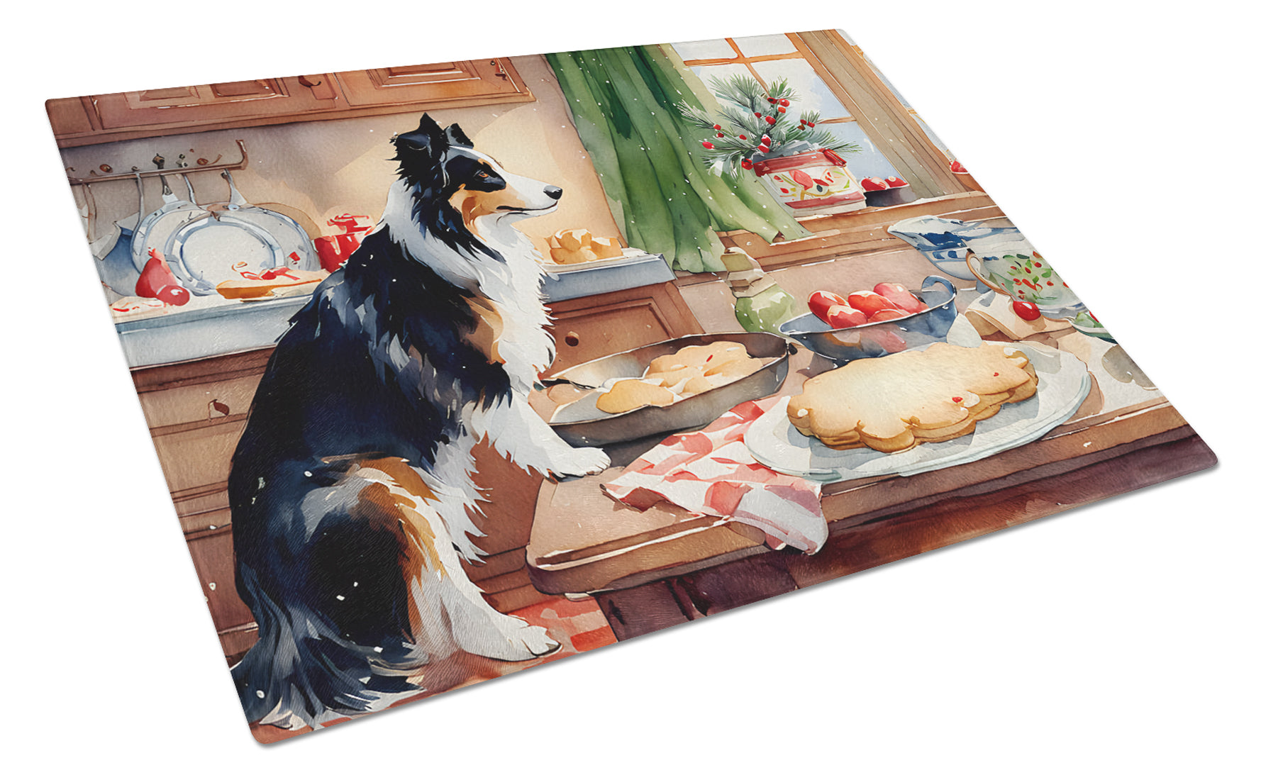 Buy this Border Collie Christmas Cookies Glass Cutting Board