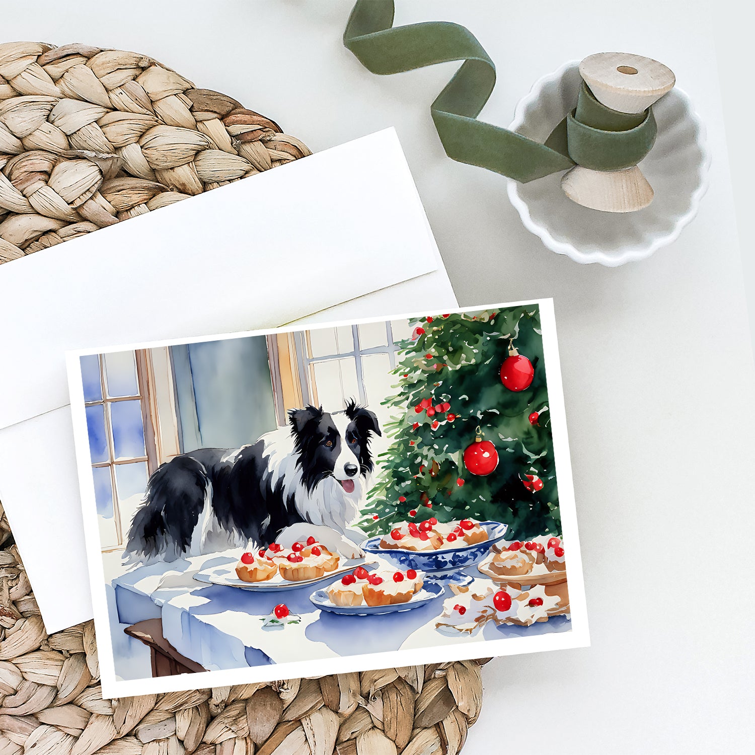 Buy this Border Collie Christmas Cookies Greeting Cards Pack of 8