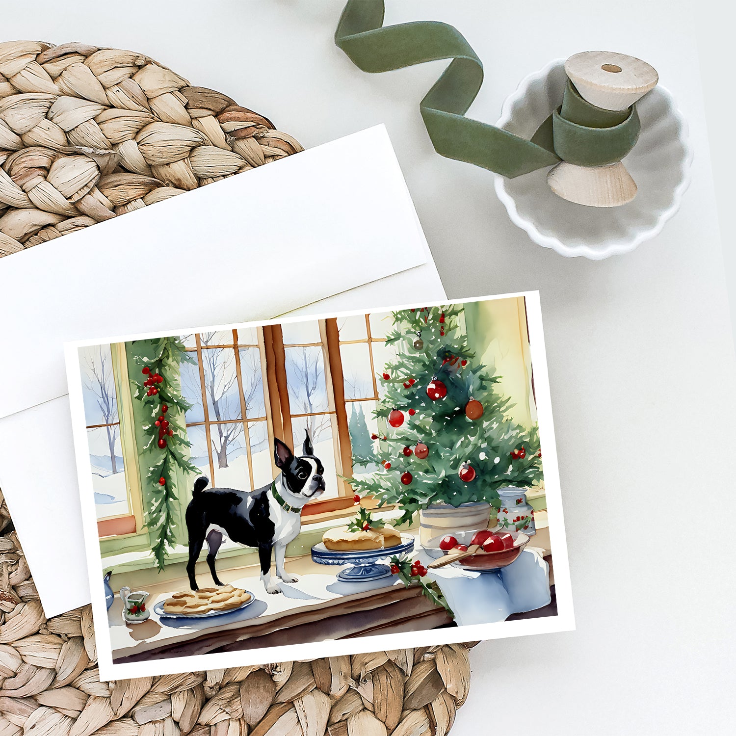 Buy this Boston Terrier Christmas Cookies Greeting Cards Pack of 8