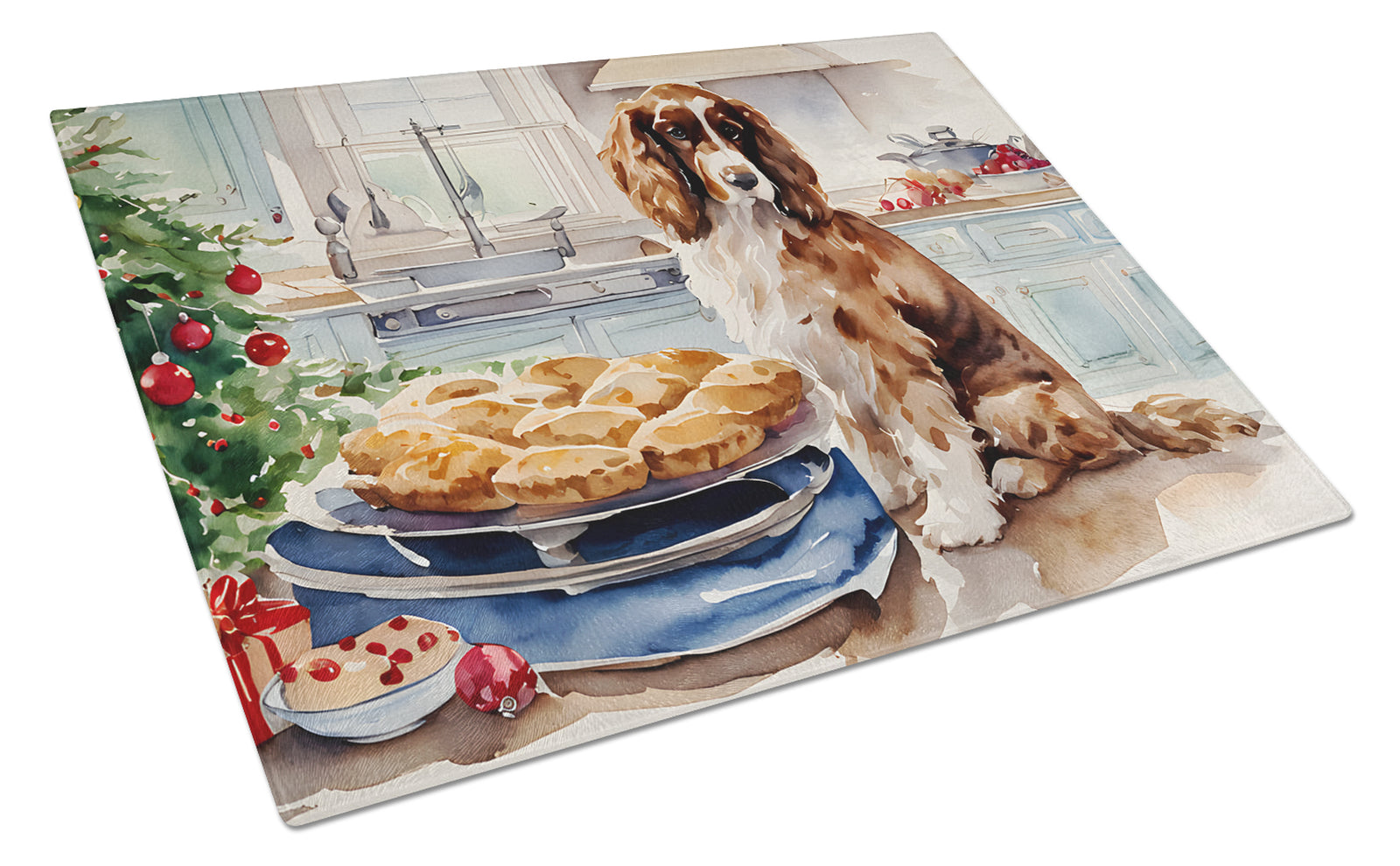 Buy this Cocker Spaniel Christmas Cookies Glass Cutting Board