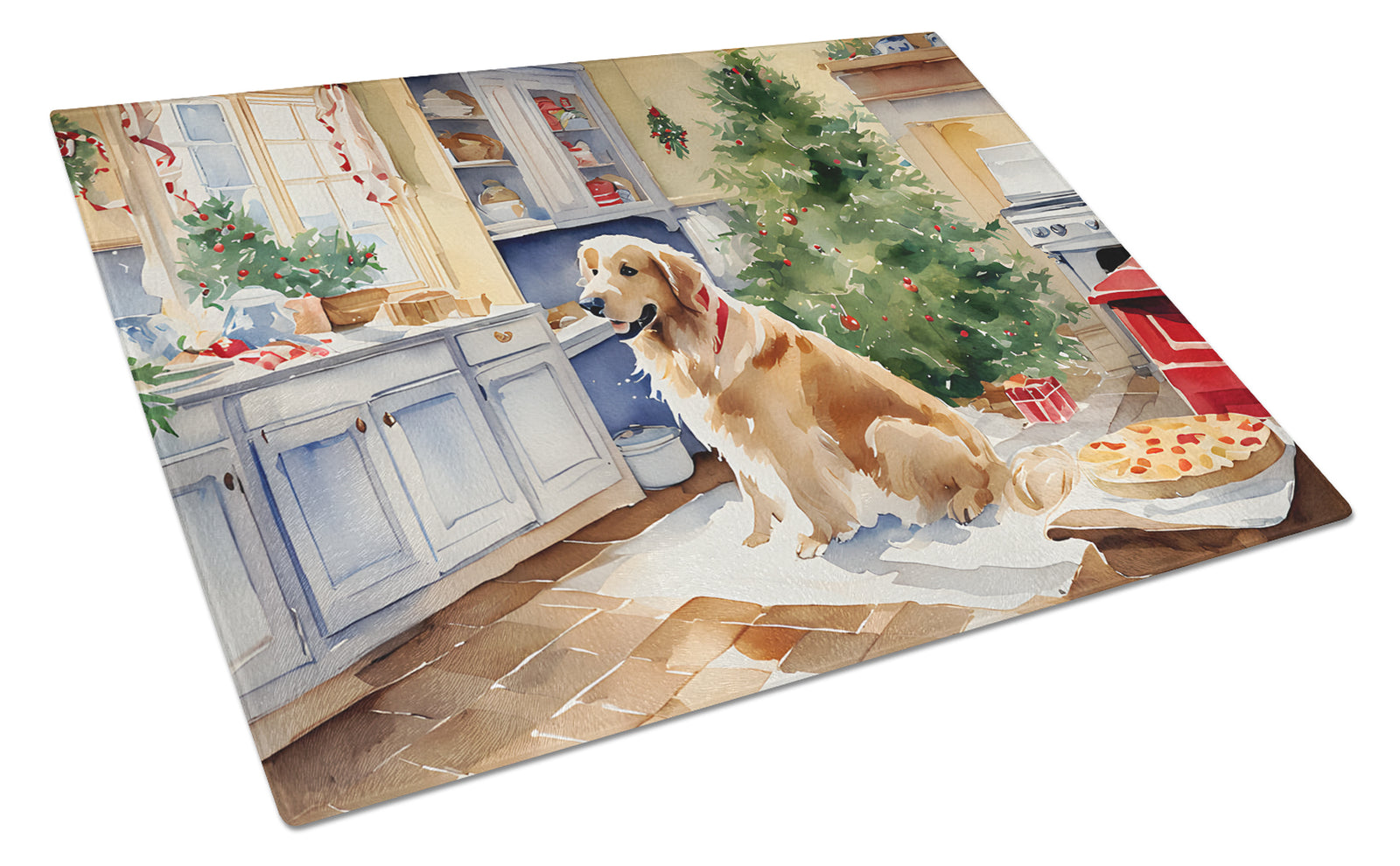 Buy this Golden Retriever Christmas Cookies Glass Cutting Board