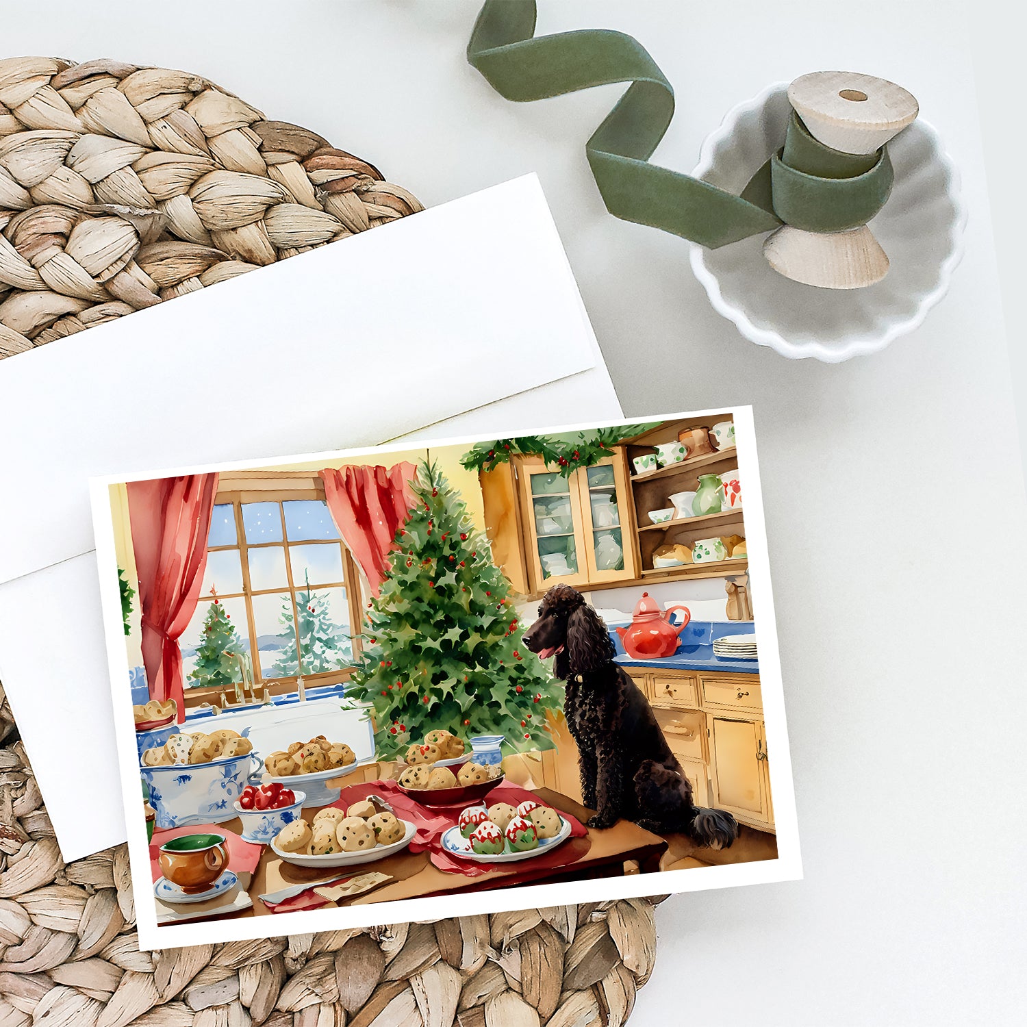 Irish Water Spaniel Christmas Cookies Greeting Cards Pack of 8