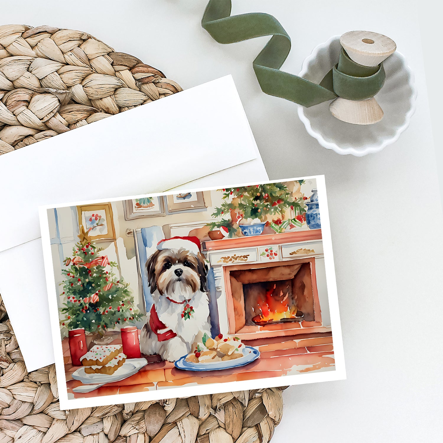Buy this Lhasa Apso Christmas Cookies Greeting Cards Pack of 8