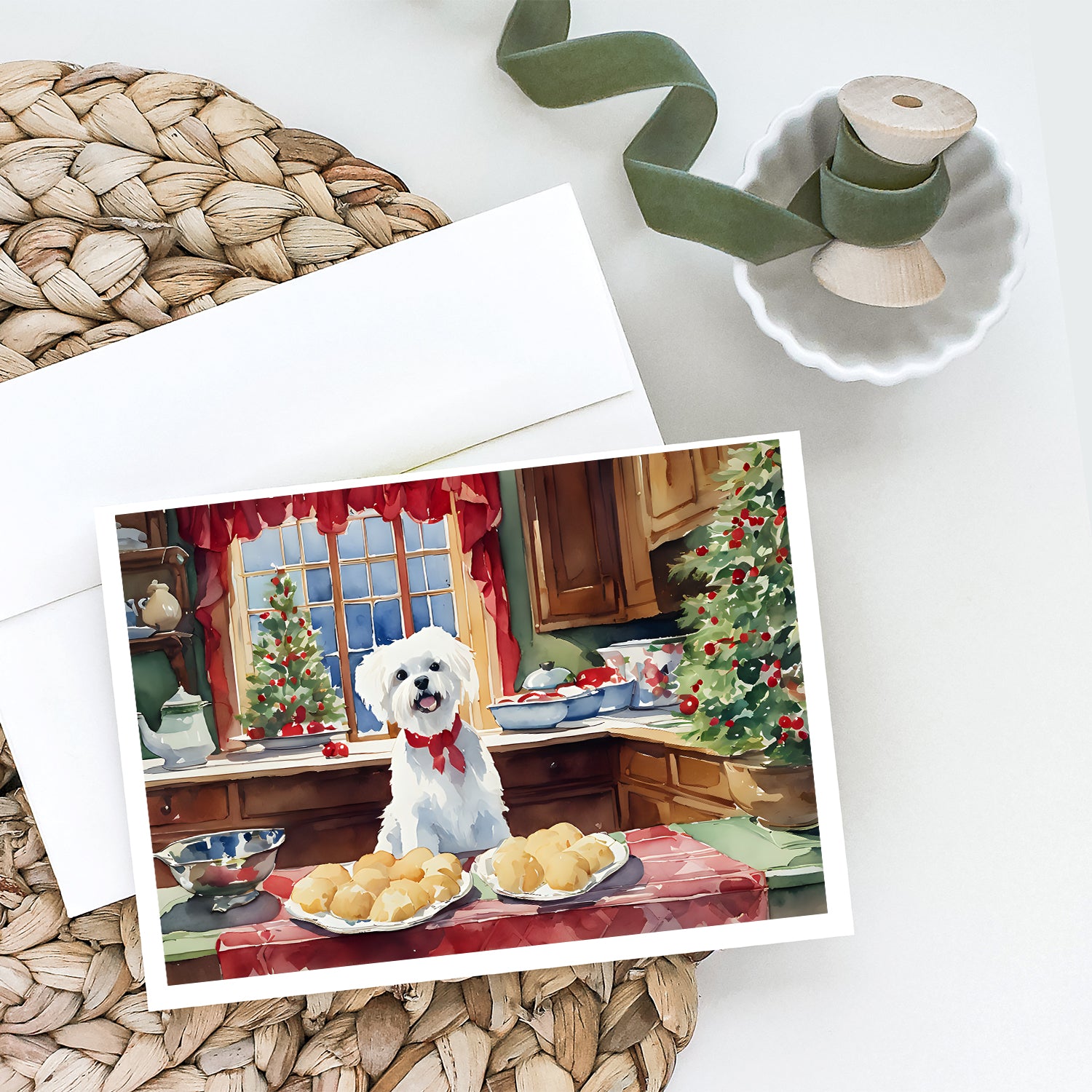 Buy this Maltese Christmas Cookies Greeting Cards Pack of 8