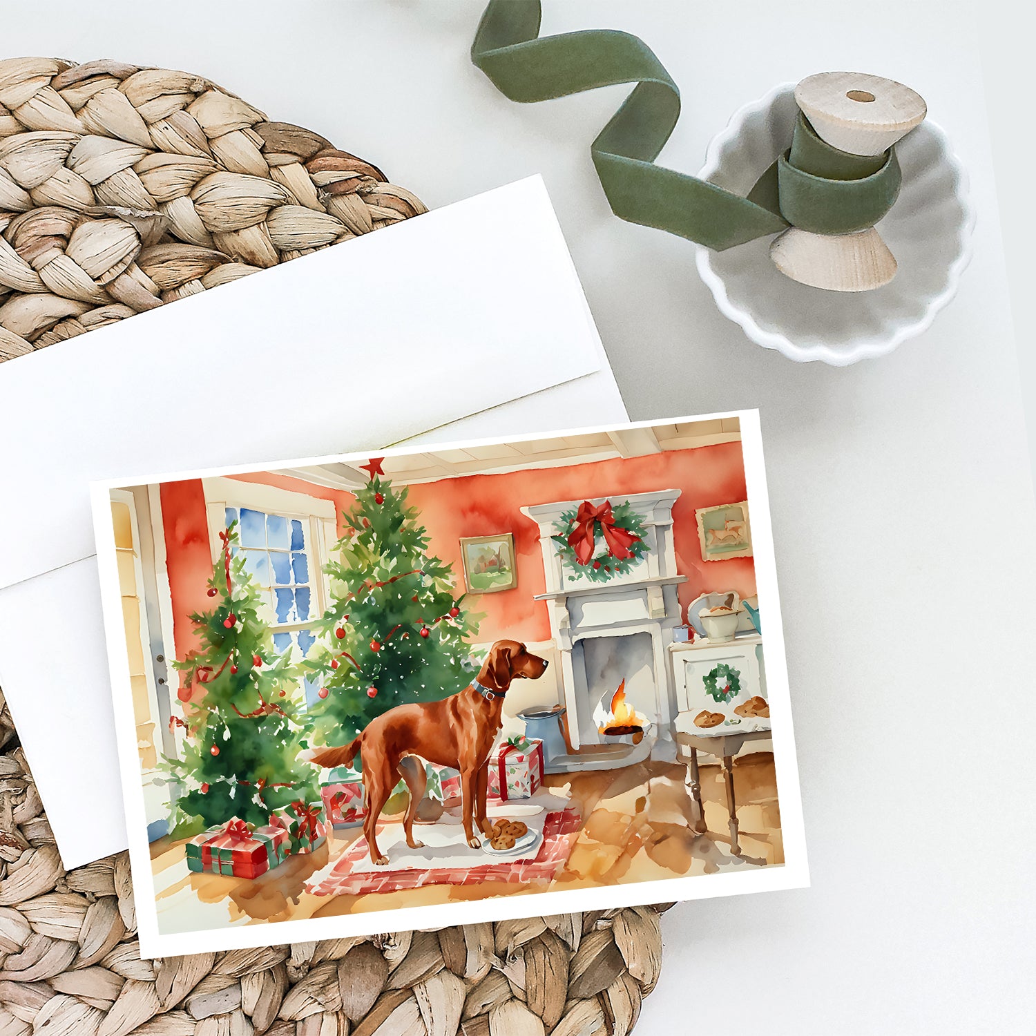 Redbone Coonhound Christmas Cookies Greeting Cards Pack of 8