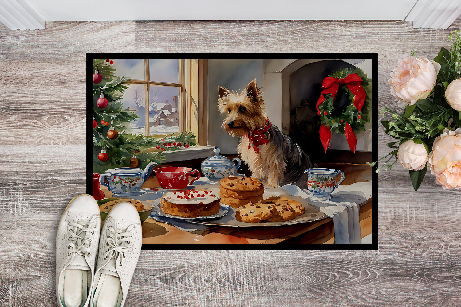 Buy this Silky Terrier Christmas Cookies Doormat