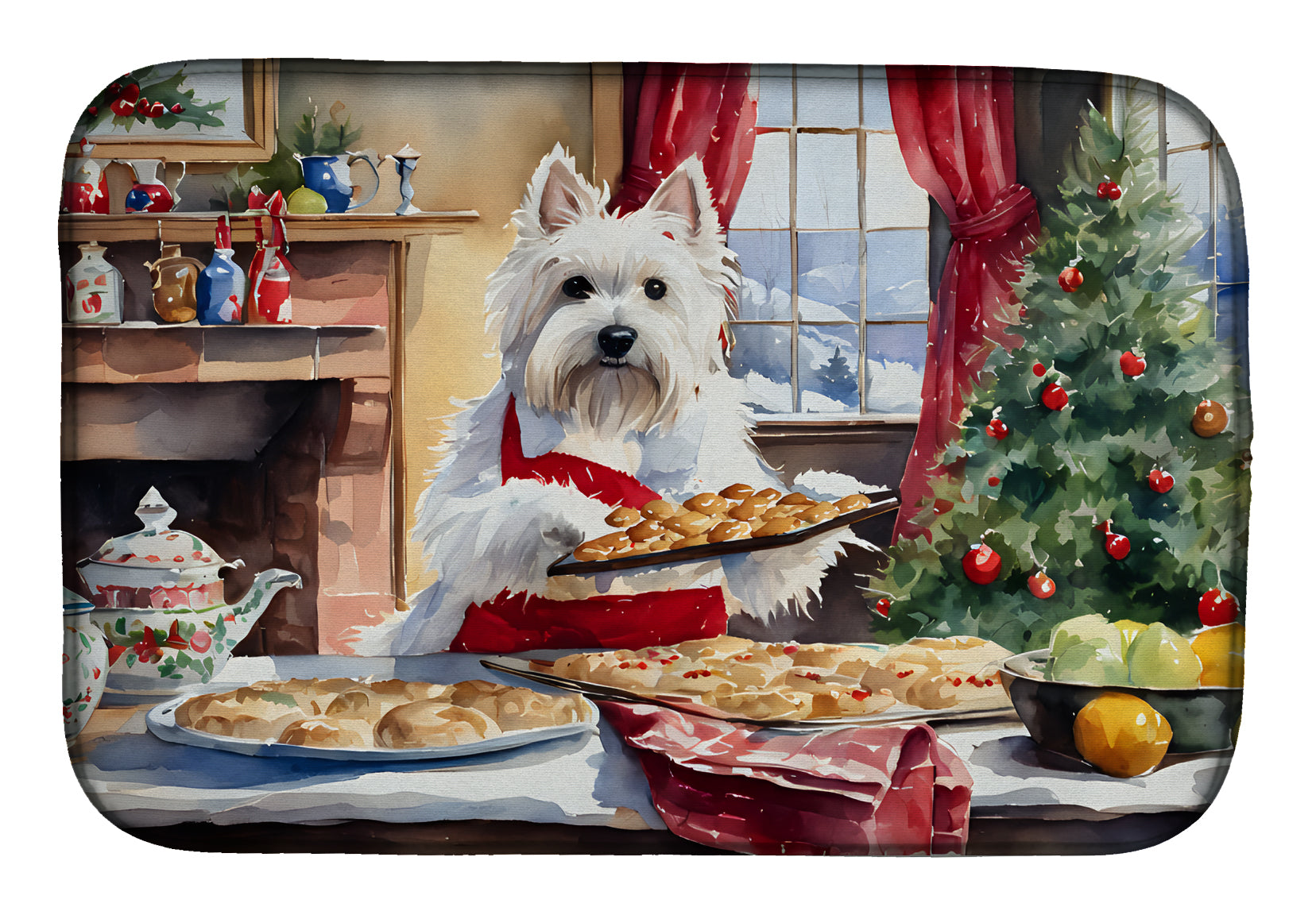 Buy this Westie Christmas Cookies Dish Drying Mat
