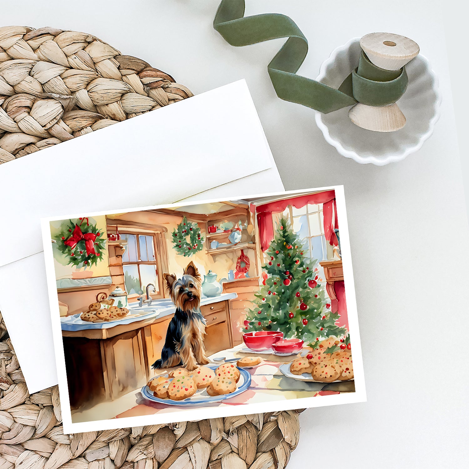 Yorkshire Terrier Yorkie Christmas Cookies Greeting Cards Pack of 8