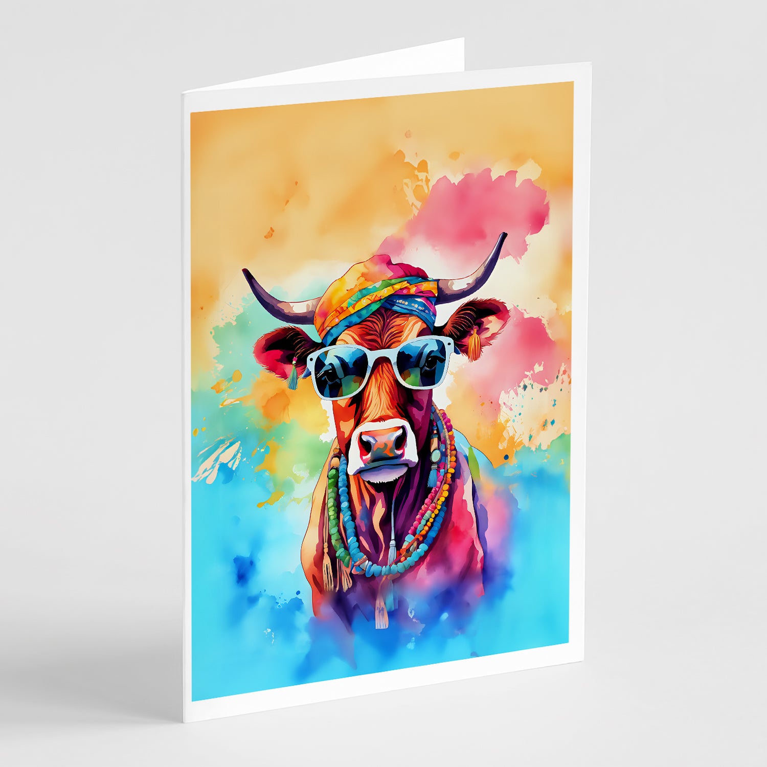 Buy this Hippie Animal Cow Greeting Cards Pack of 8