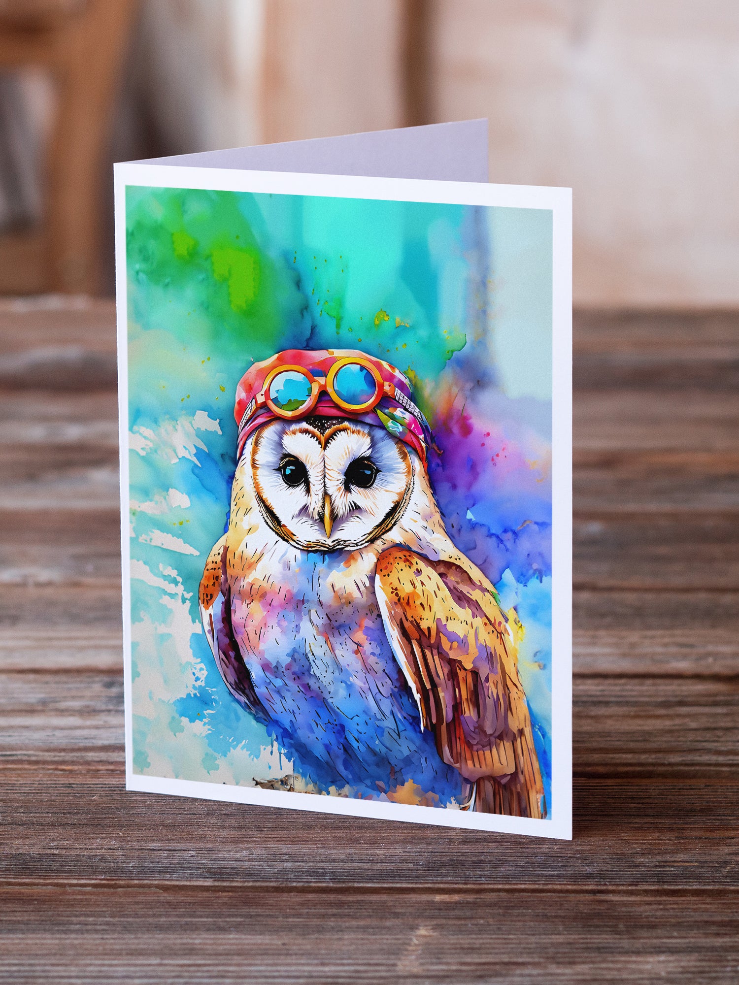 Hippie Animal Barn Owl Greeting Cards Pack of 8