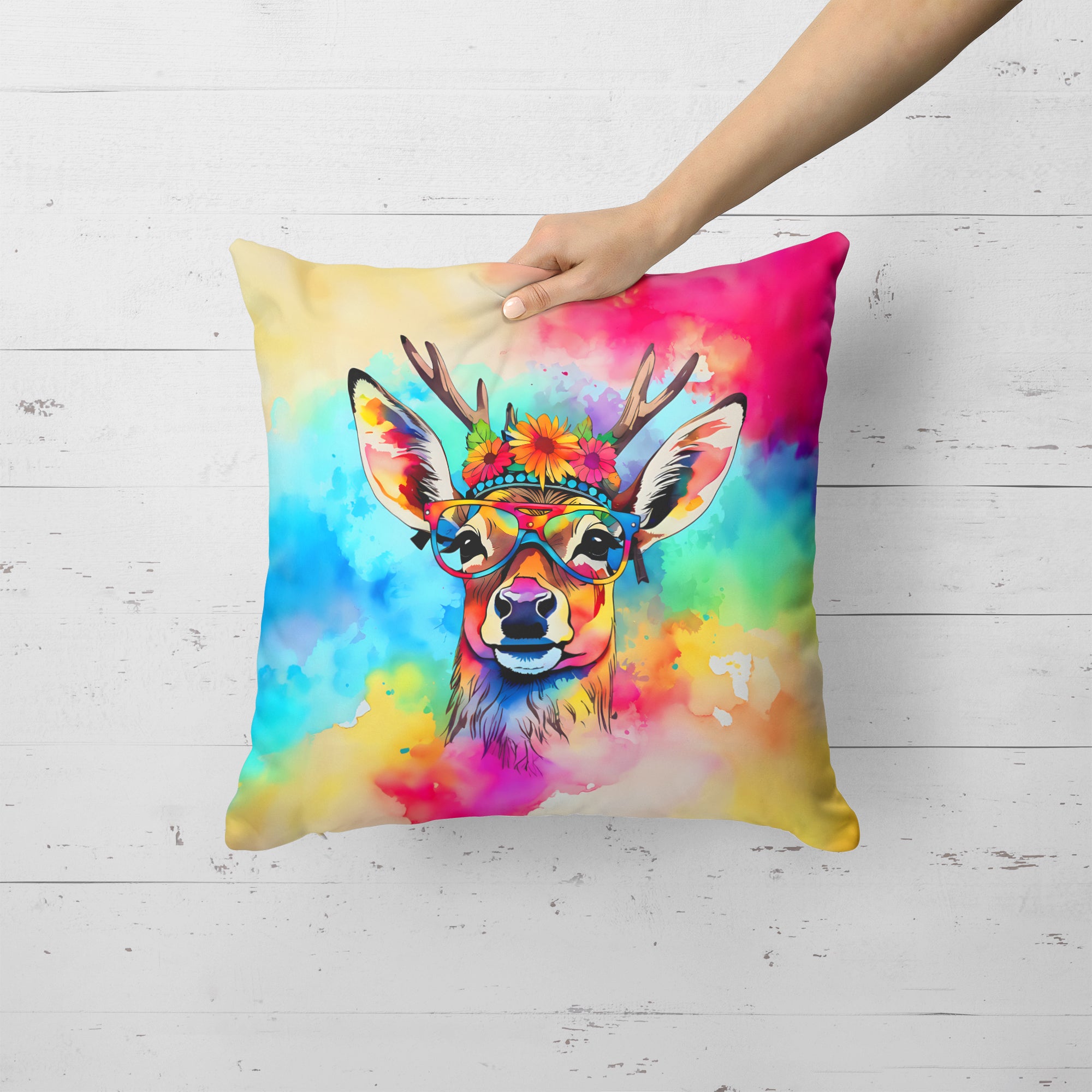 Hippie Animal Deer Throw Pillow