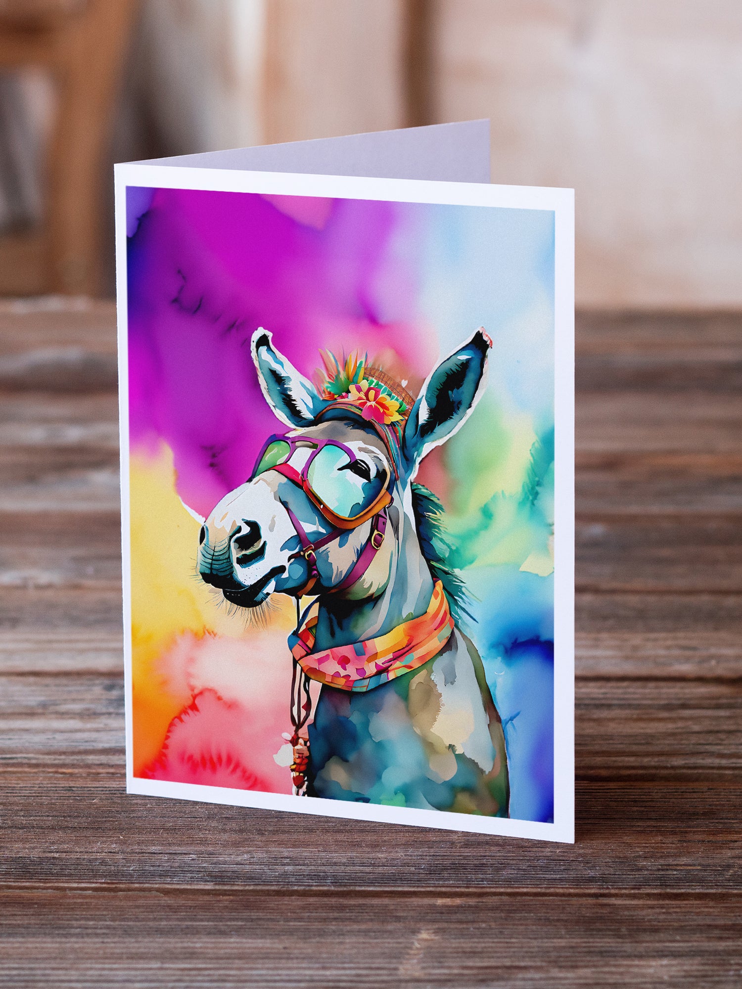 Hippie Animal Donkey Greeting Cards Pack of 8