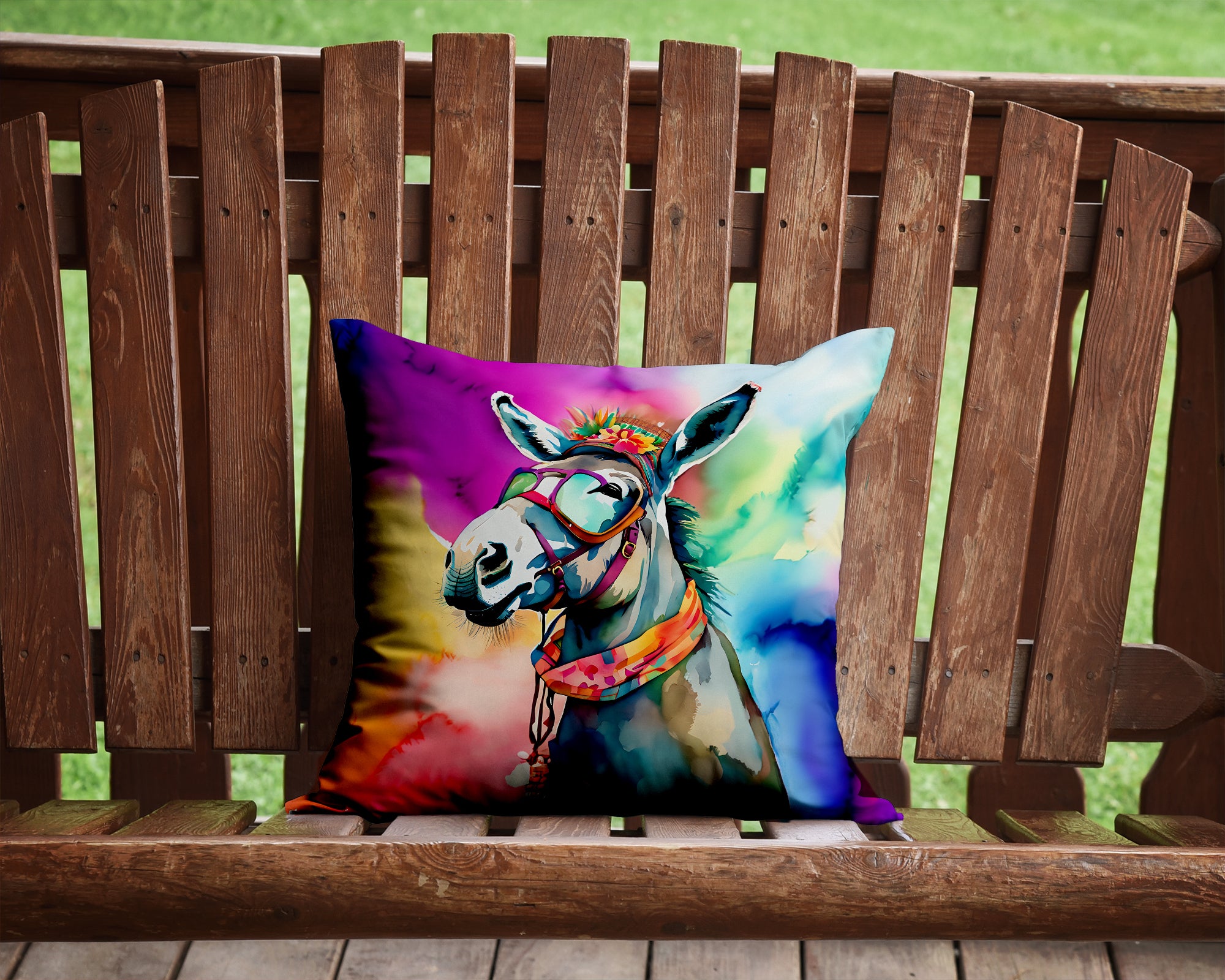 Hippie Animal Donkey Throw Pillow