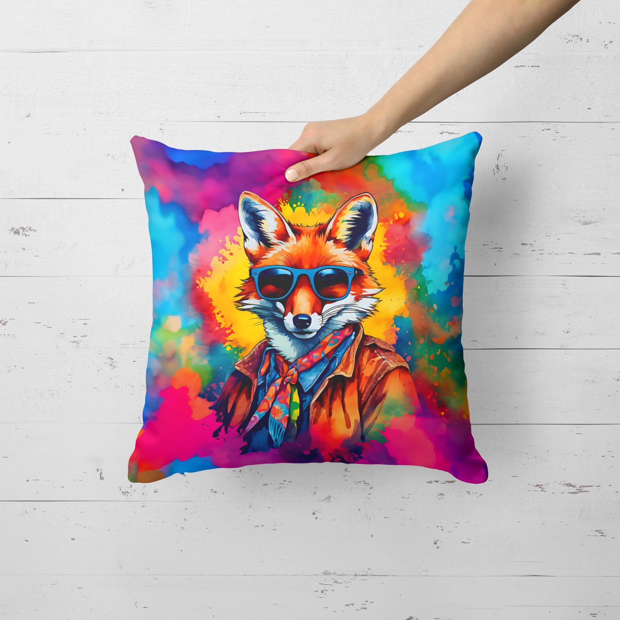 Hippie Animal Fox Throw Pillow