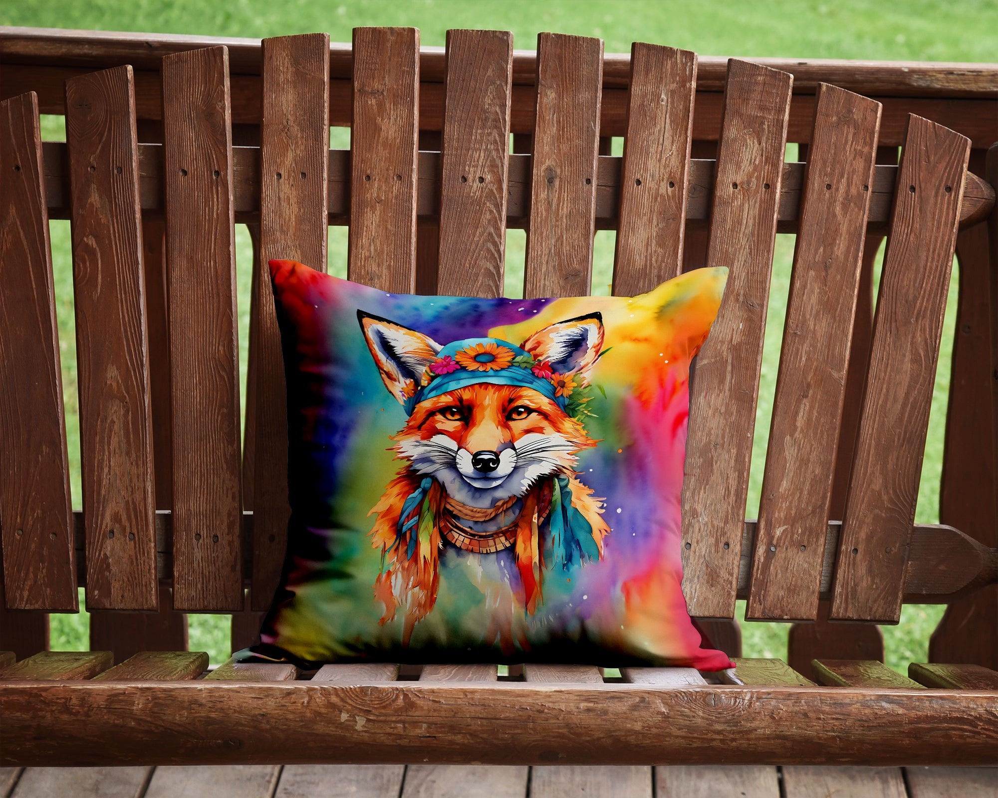 Hippie Animal Fox Throw Pillow
