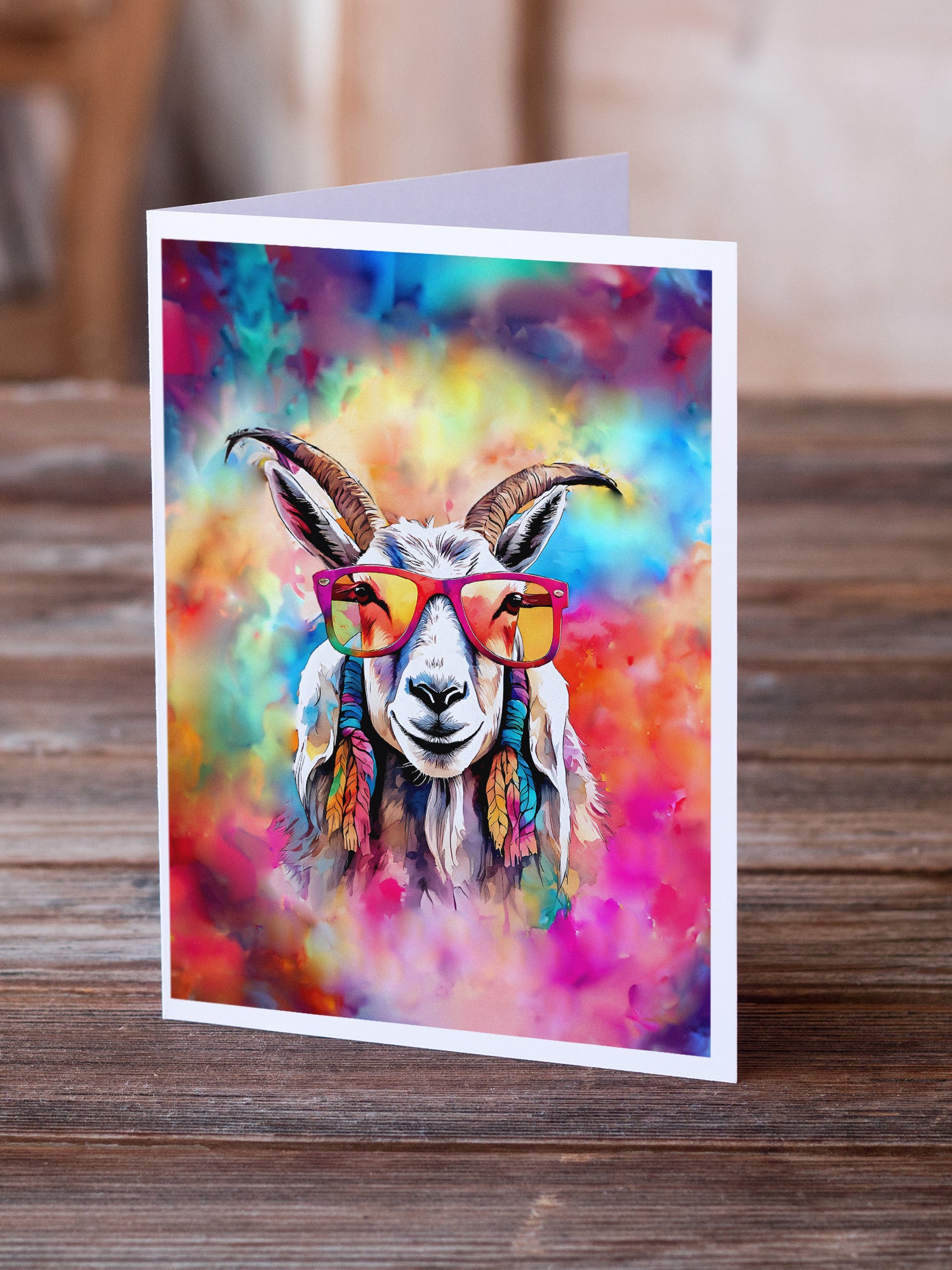 Hippie Animal Goat Greeting Cards Pack of 8