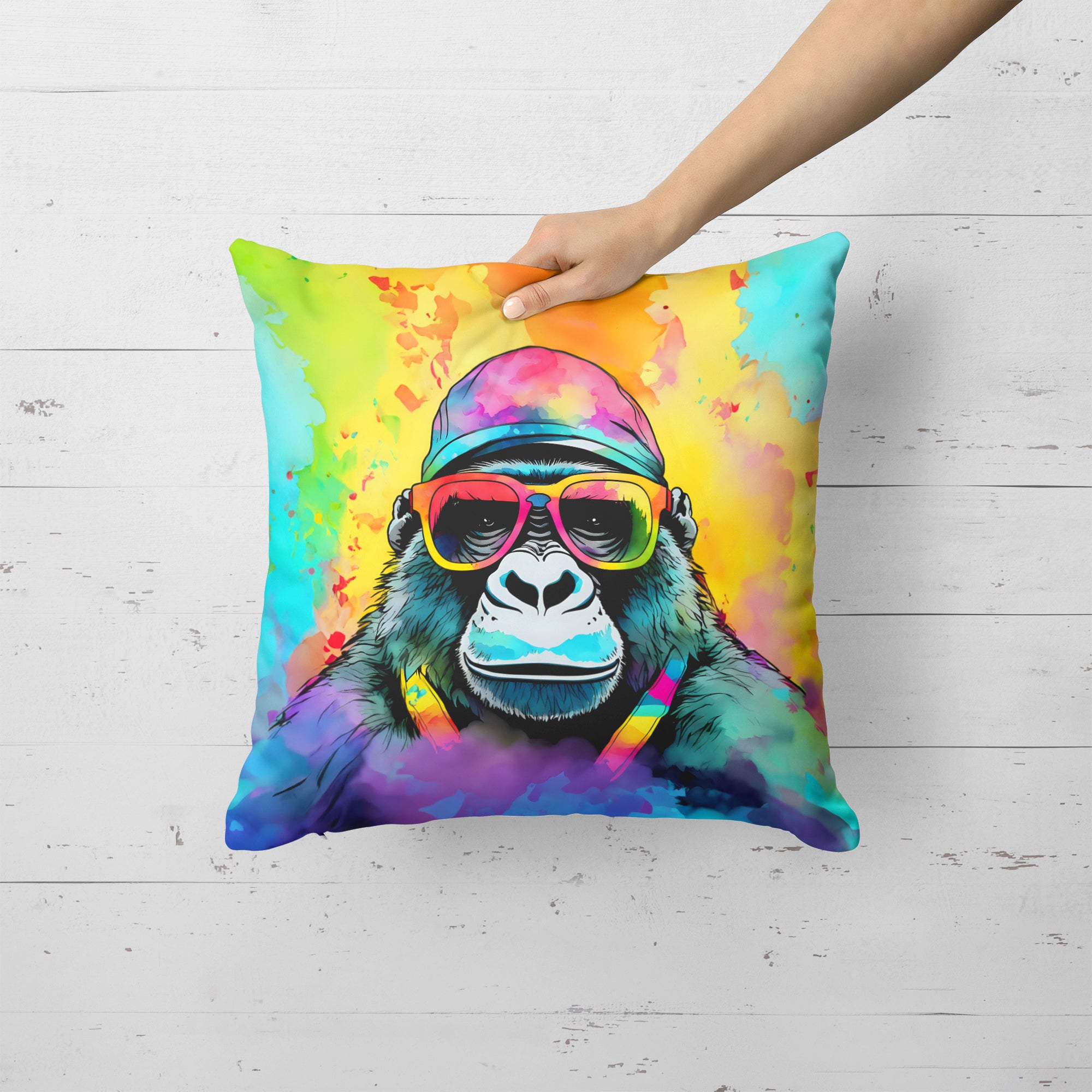 Hippie Animal Gorilla Throw Pillow