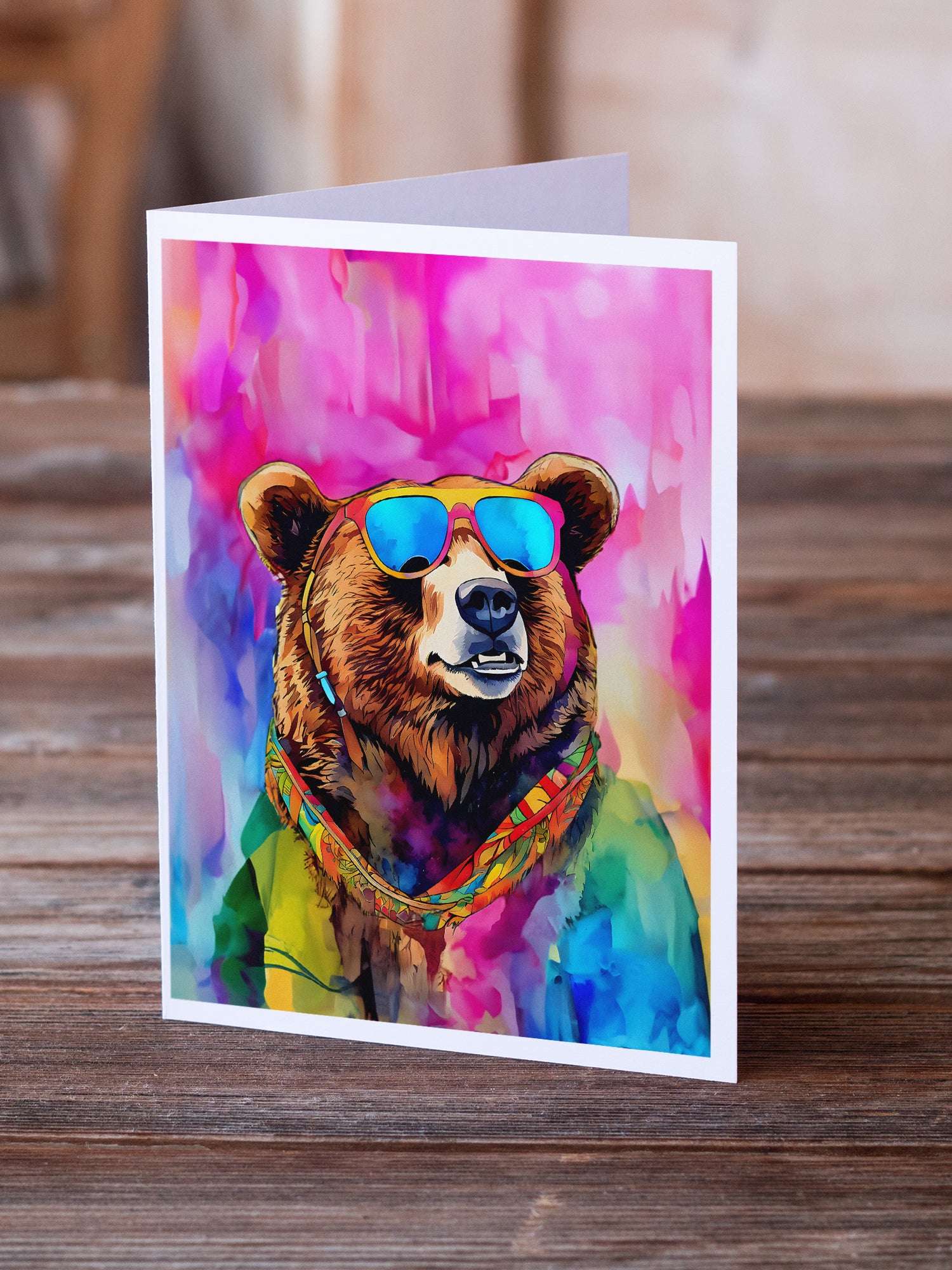 Buy this Hippie Animal Grizzly Bear Greeting Cards Pack of 8