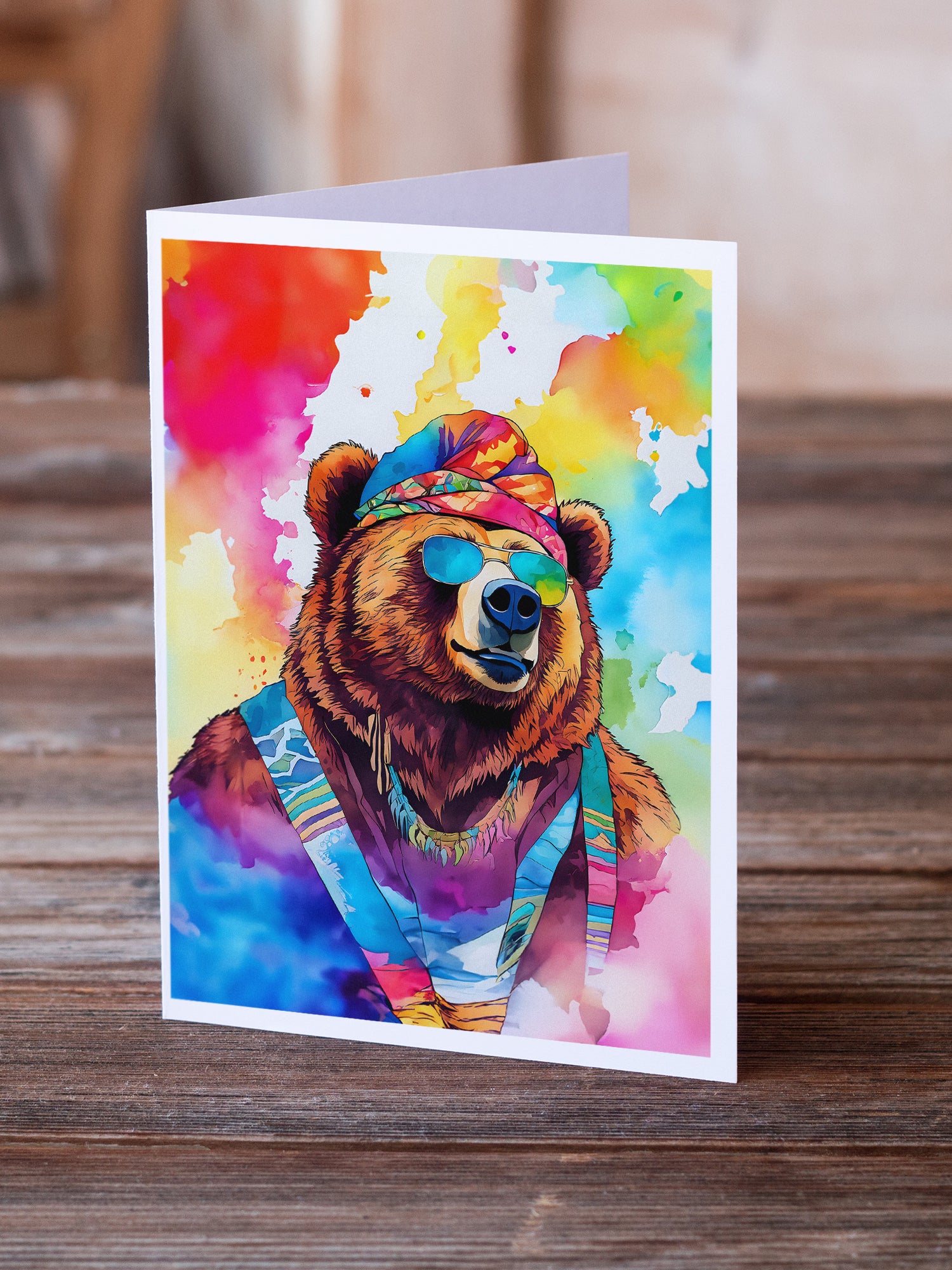 Hippie Animal Grizzly Bear Greeting Cards Pack of 8