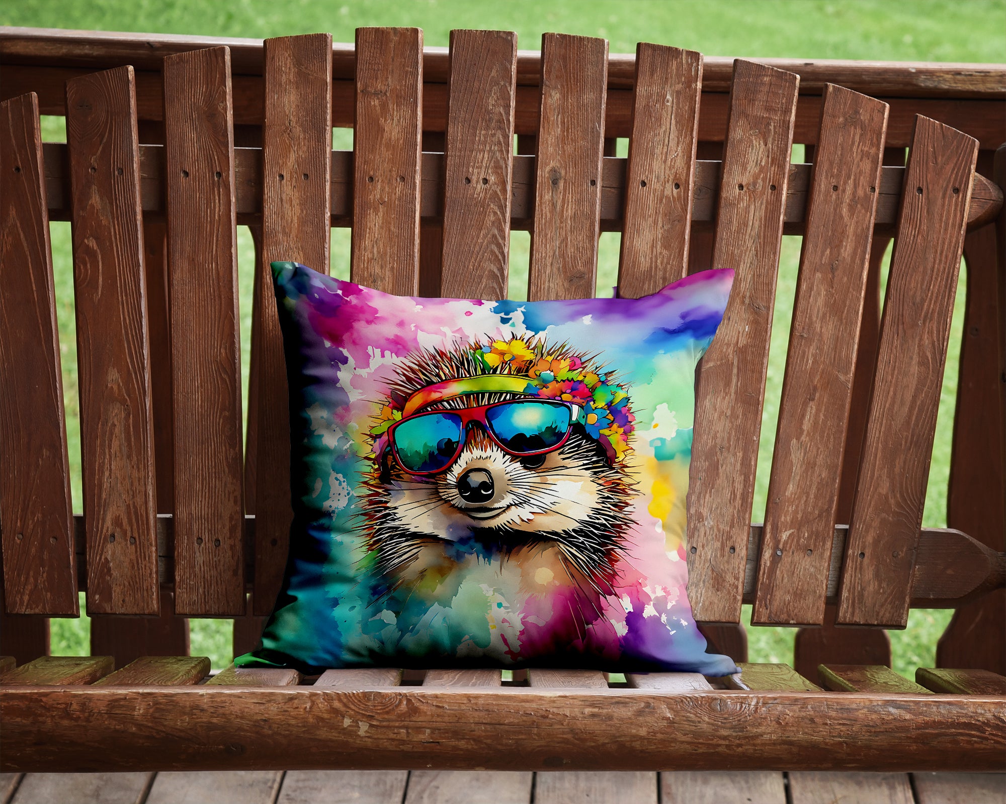 Hippie Animal Hedgehog Throw Pillow