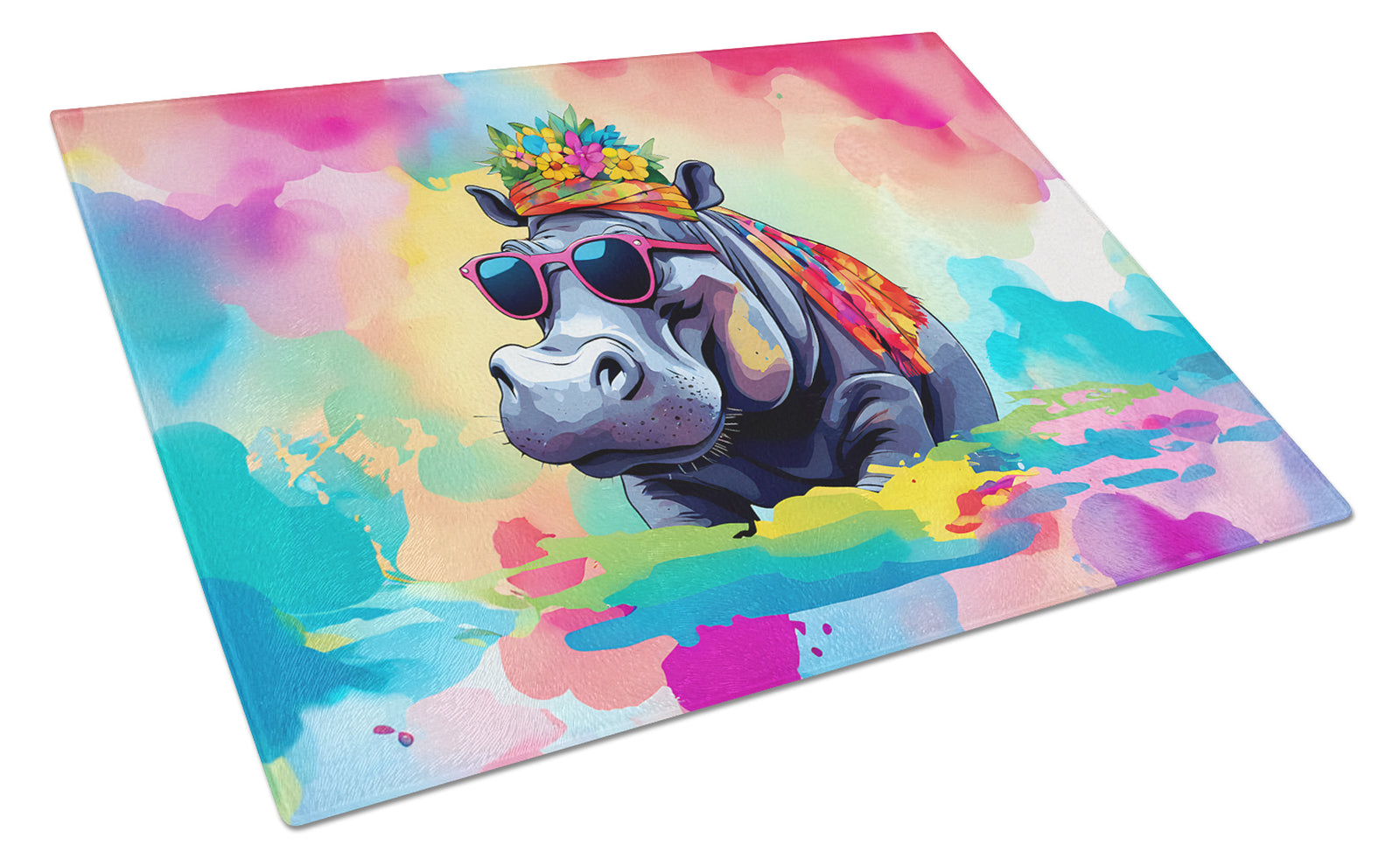 Buy this Hippie Animal Hippopotamus Glass Cutting Board