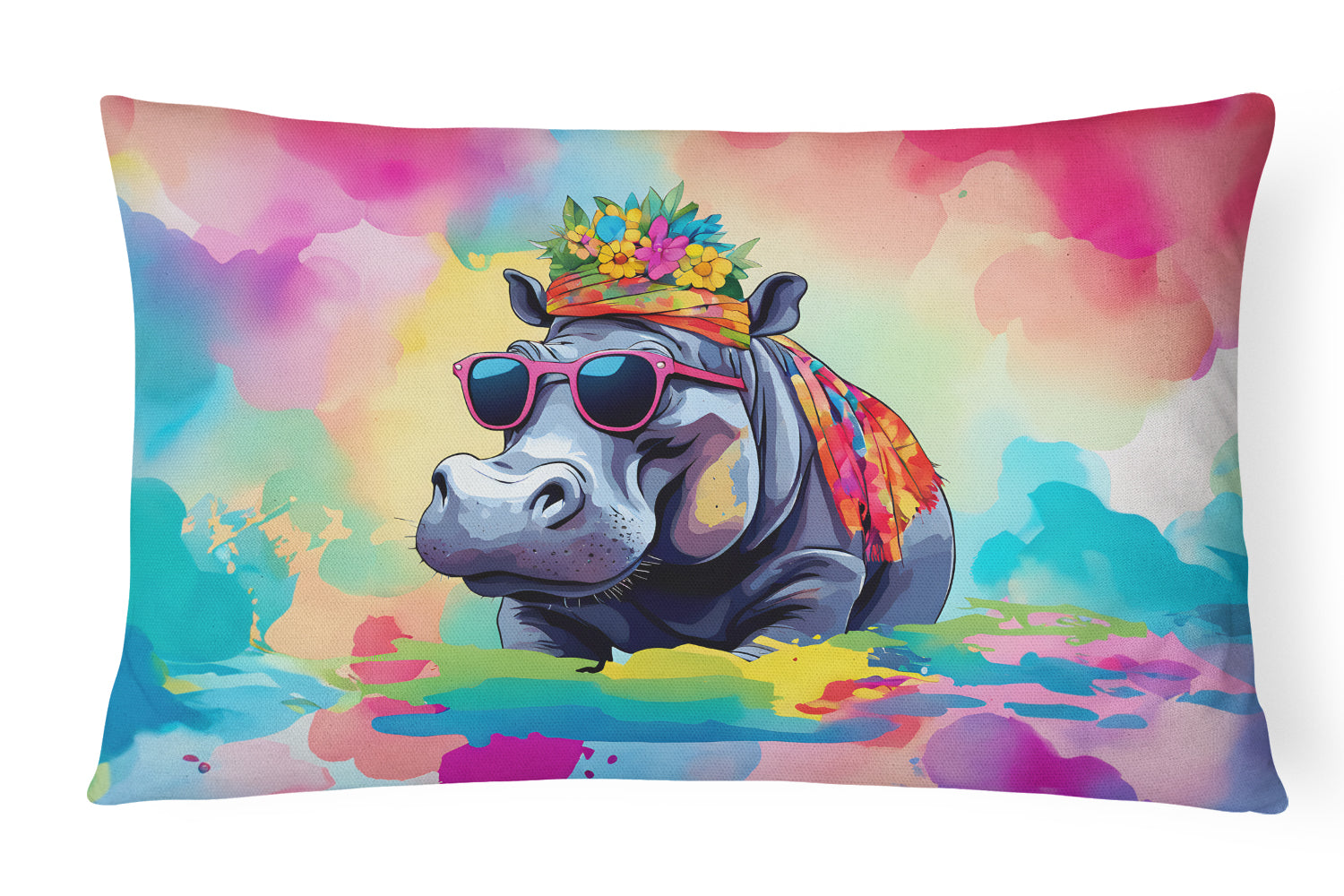 Buy this Hippie Animal Hippopotamus Throw Pillow
