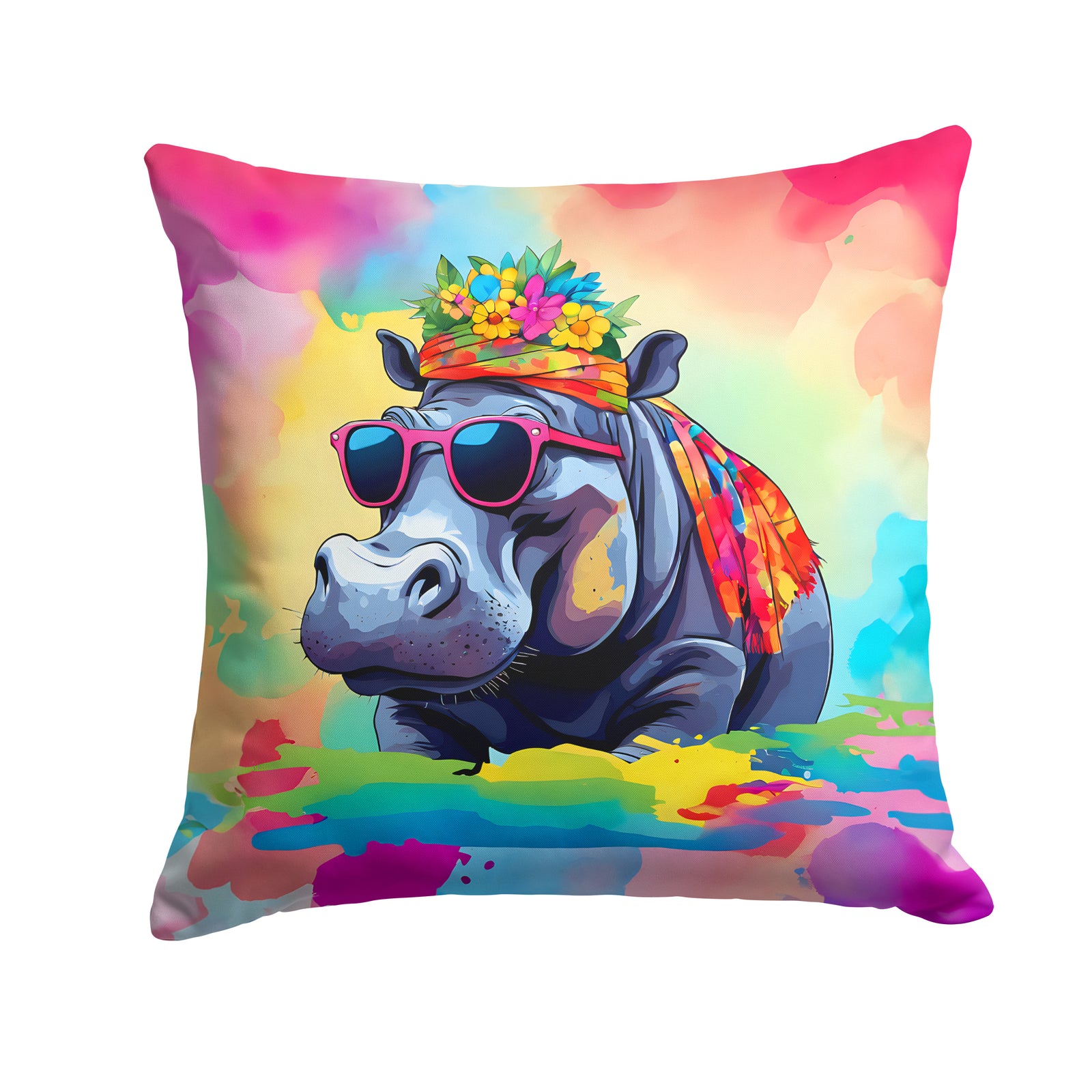 Buy this Hippie Animal Hippopotamus Throw Pillow