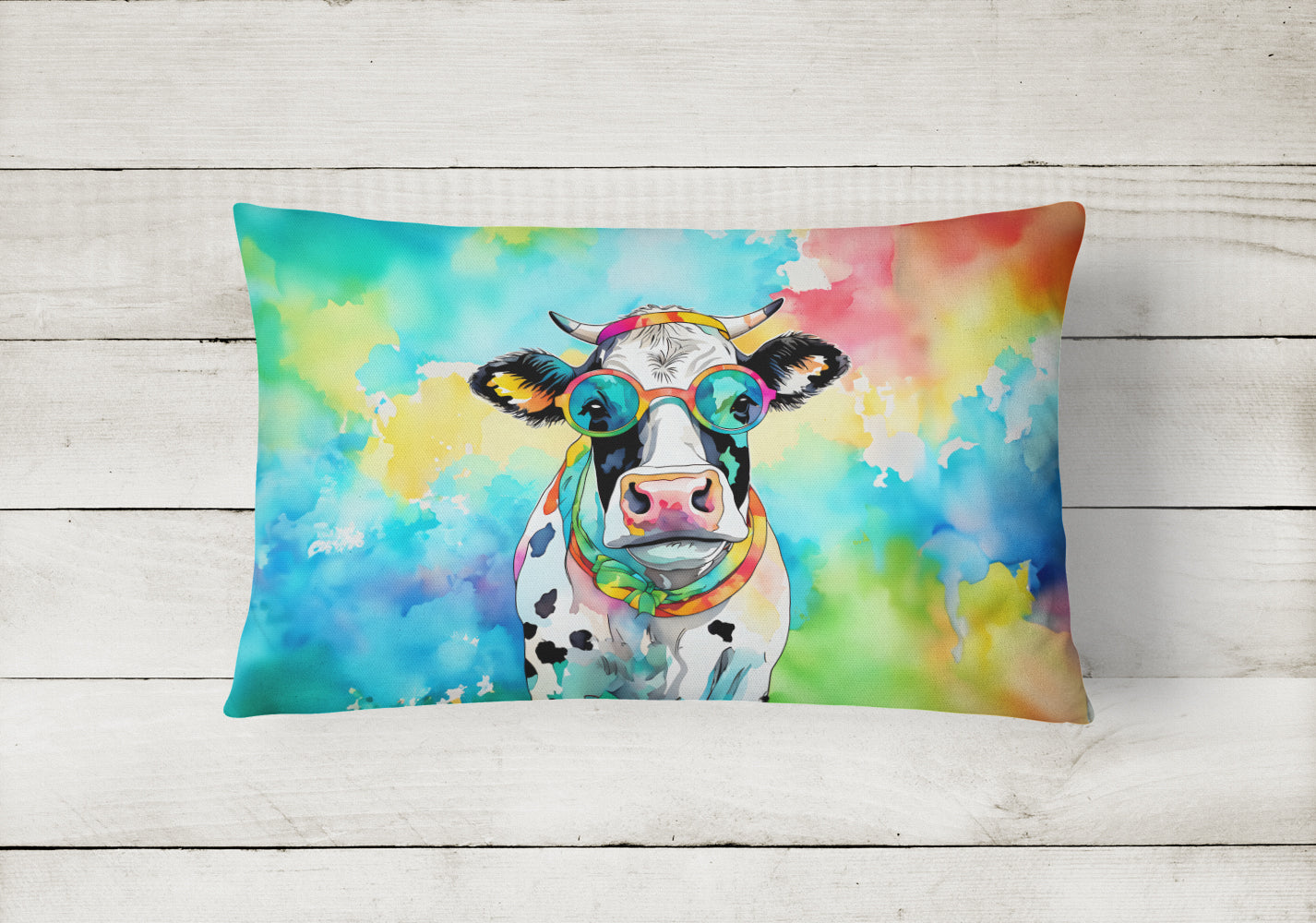 Buy this Hippie Animal Cow Throw Pillow