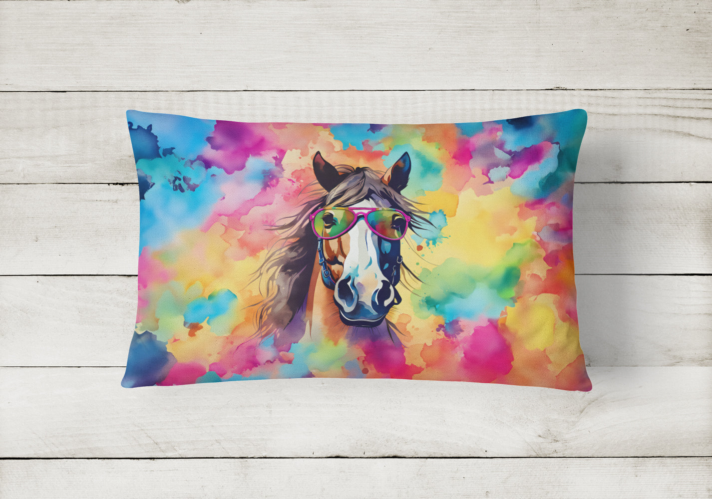 Hippie Animal Horse Throw Pillow