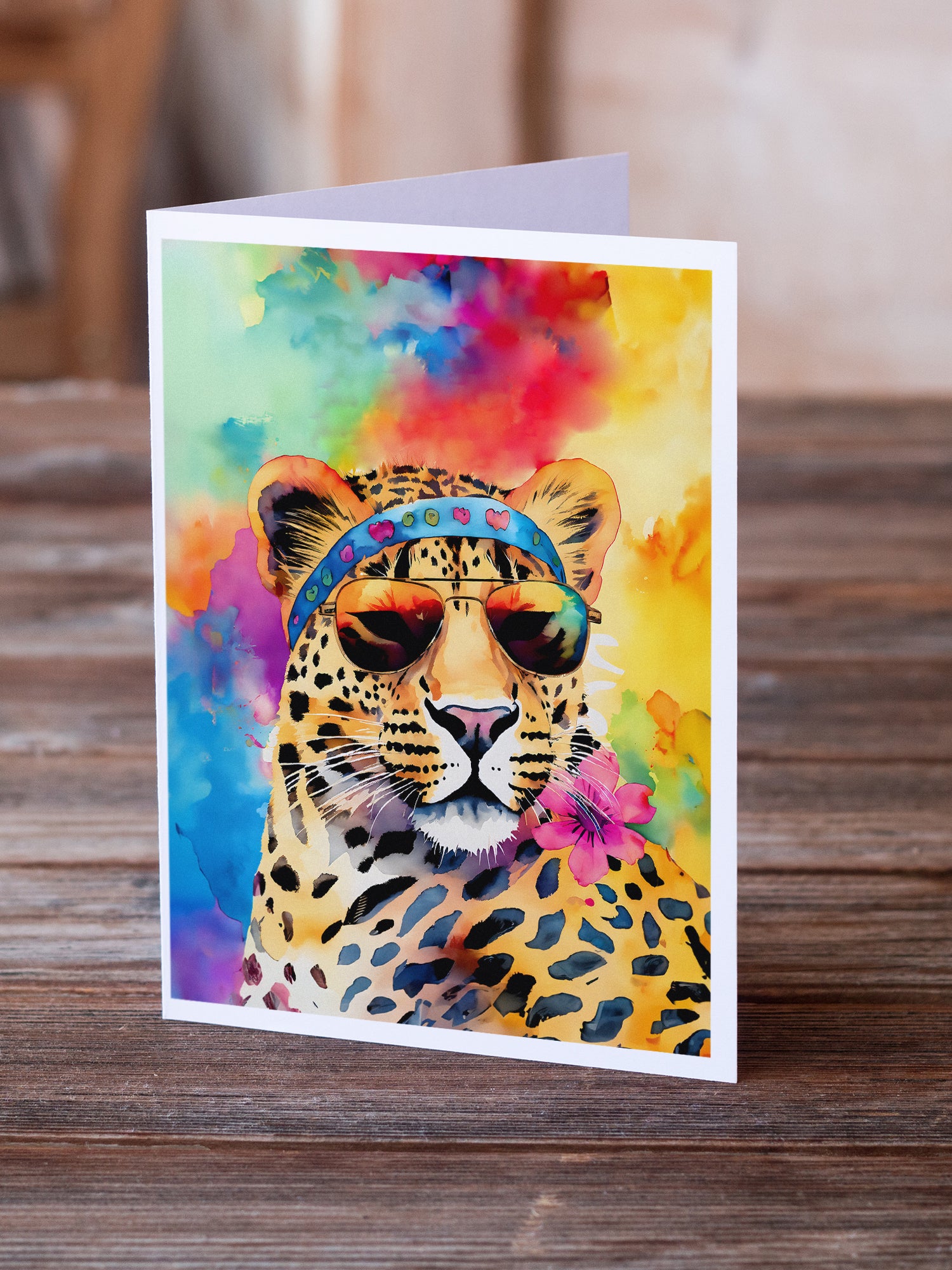 Hippie Animal Leopard Greeting Cards Pack of 8