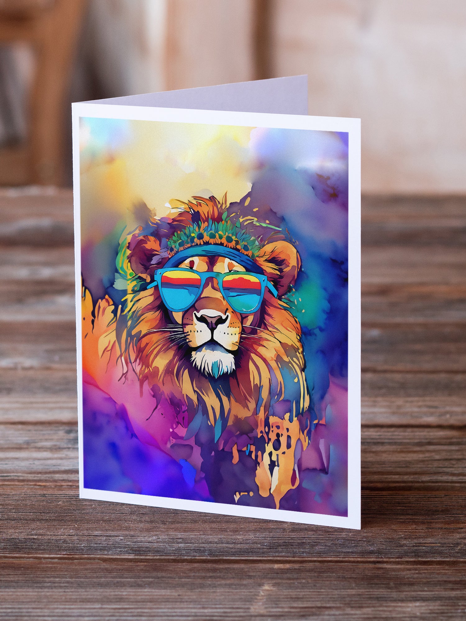 Buy this Hippie Animal Lion Greeting Cards Pack of 8