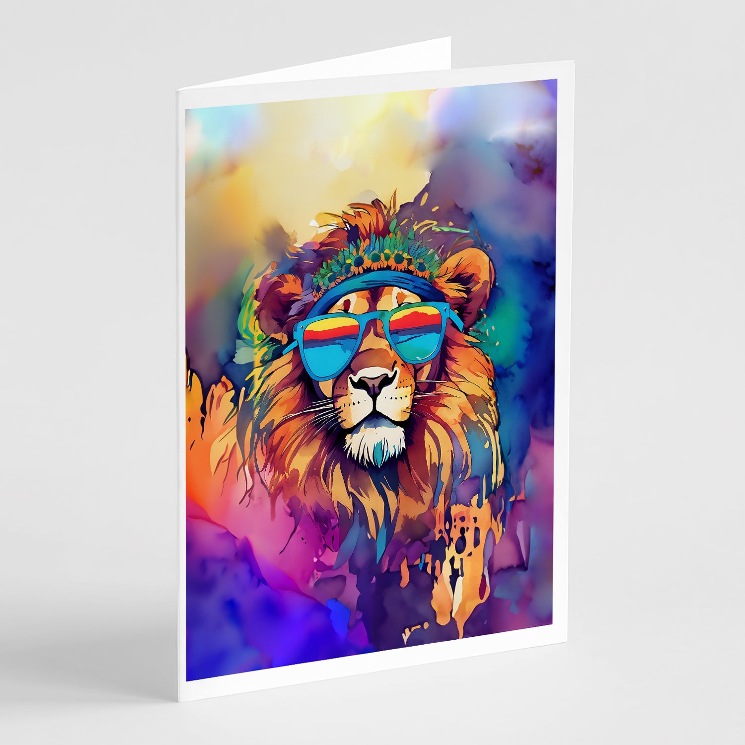 Buy this Hippie Animal Lion Greeting Cards Pack of 8