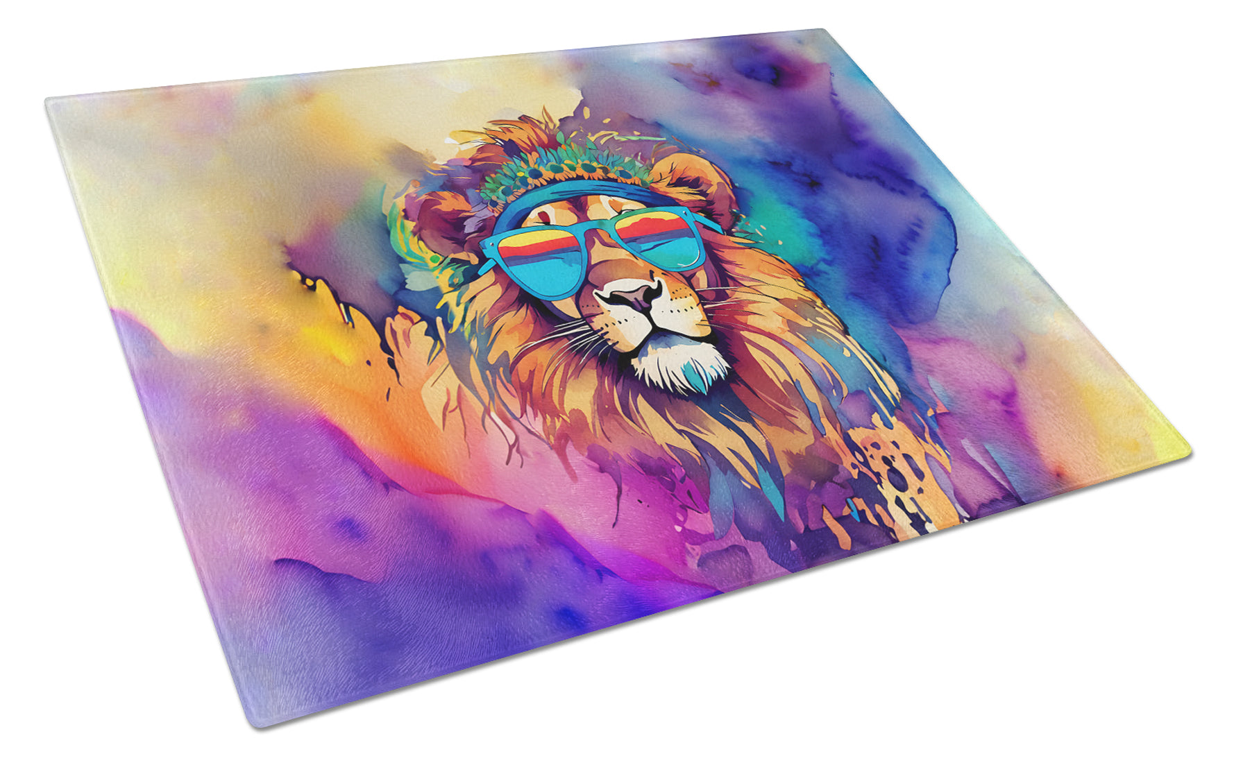 Buy this Hippie Animal Lion Glass Cutting Board