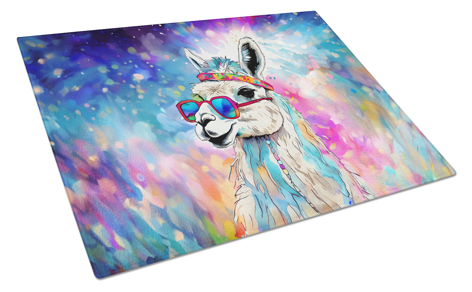 Buy this Hippie Animal Llama Glass Cutting Board