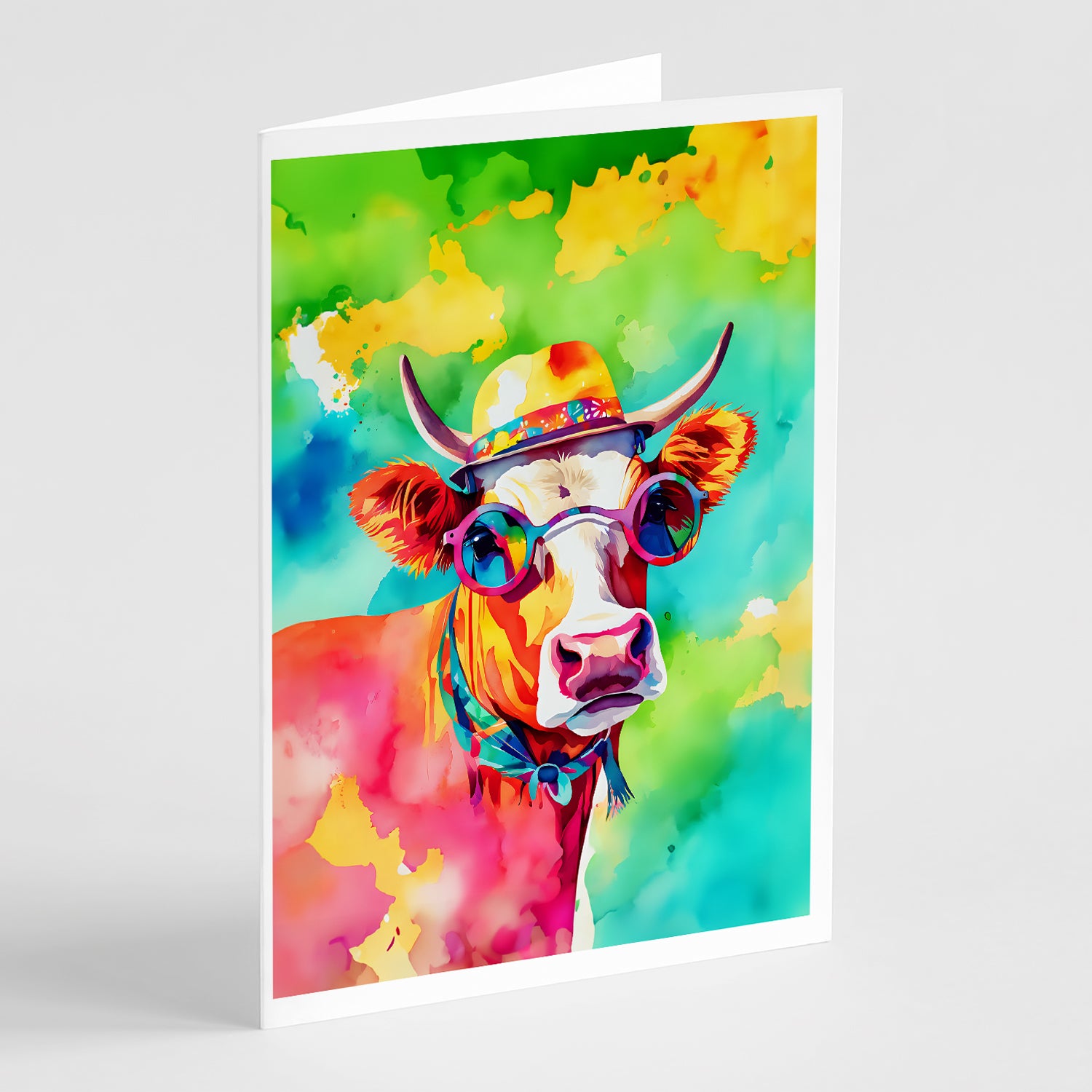 Buy this Hippie Animal Malvi Cow Greeting Cards Pack of 8