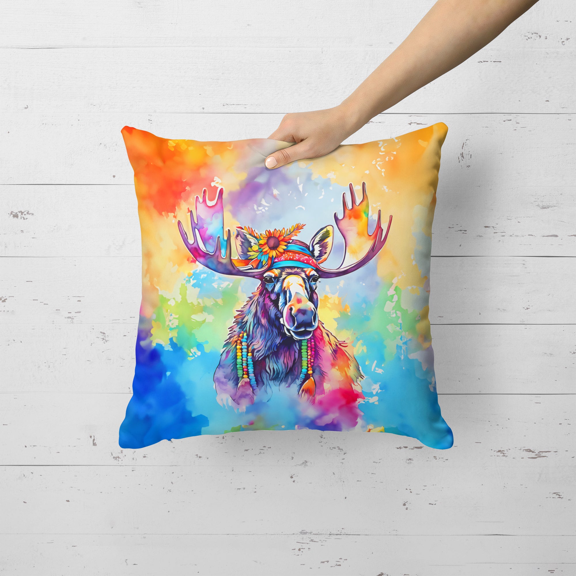 Hippie Animal Moose Throw Pillow