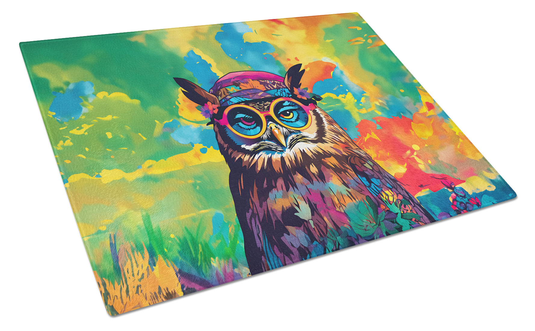 Buy this Hippie Animal Owl Glass Cutting Board