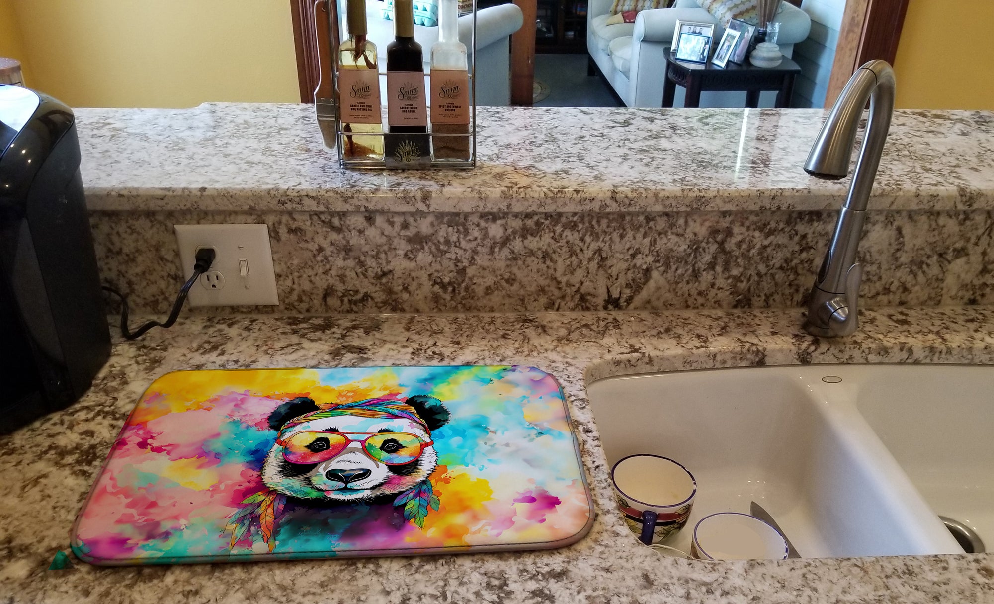 Hippie Animal Panda Dish Drying Mat