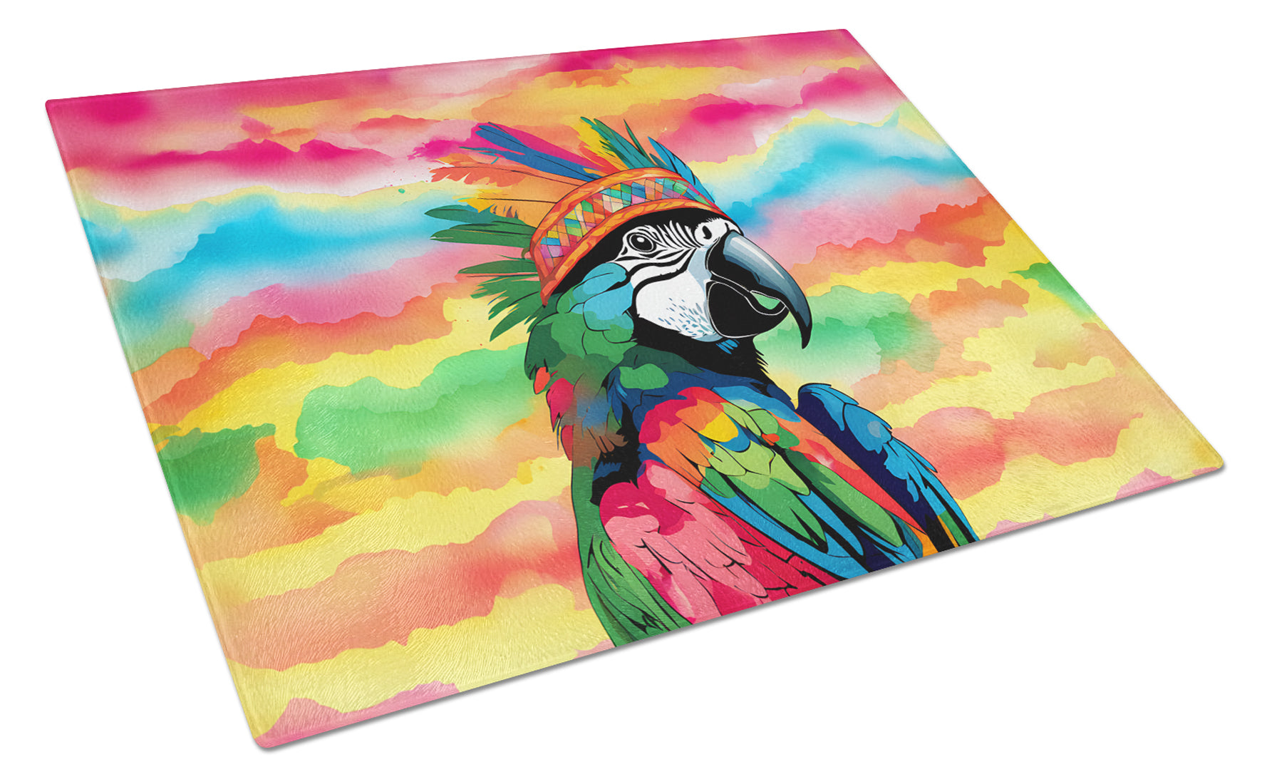 Buy this Hippie Animal Parrot Glass Cutting Board