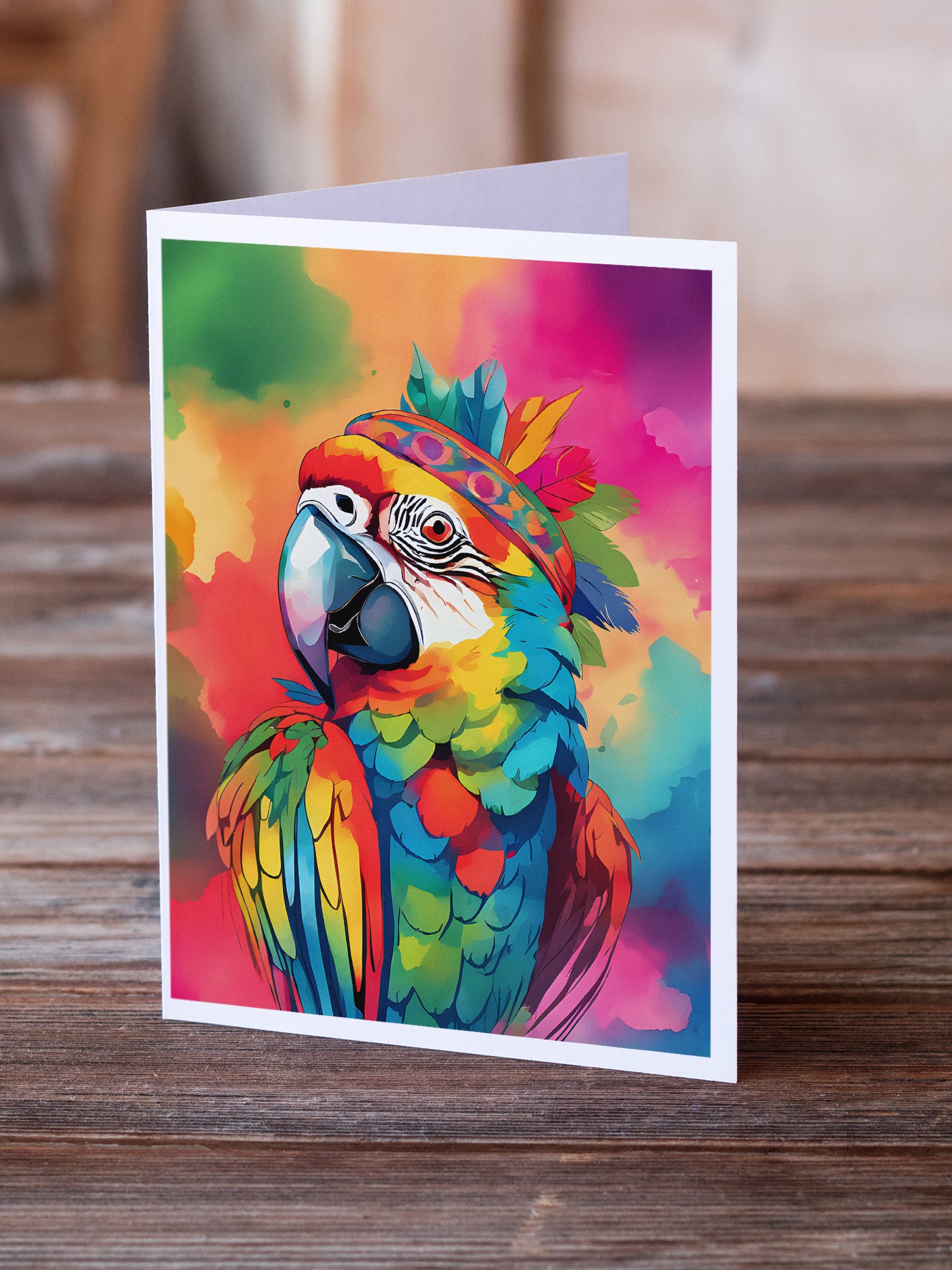 Buy this Hippie Animal Parrot Greeting Cards Pack of 8