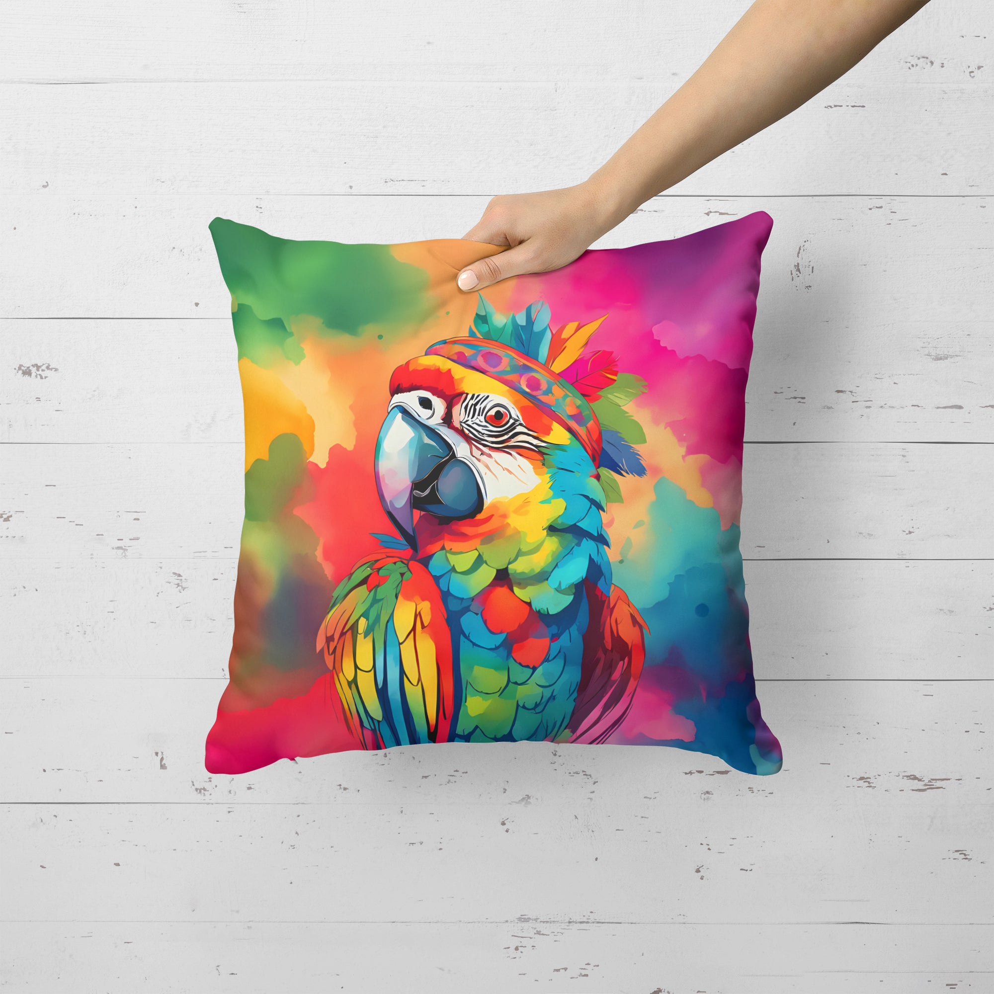 Hippie Animal Parrot Throw Pillow
