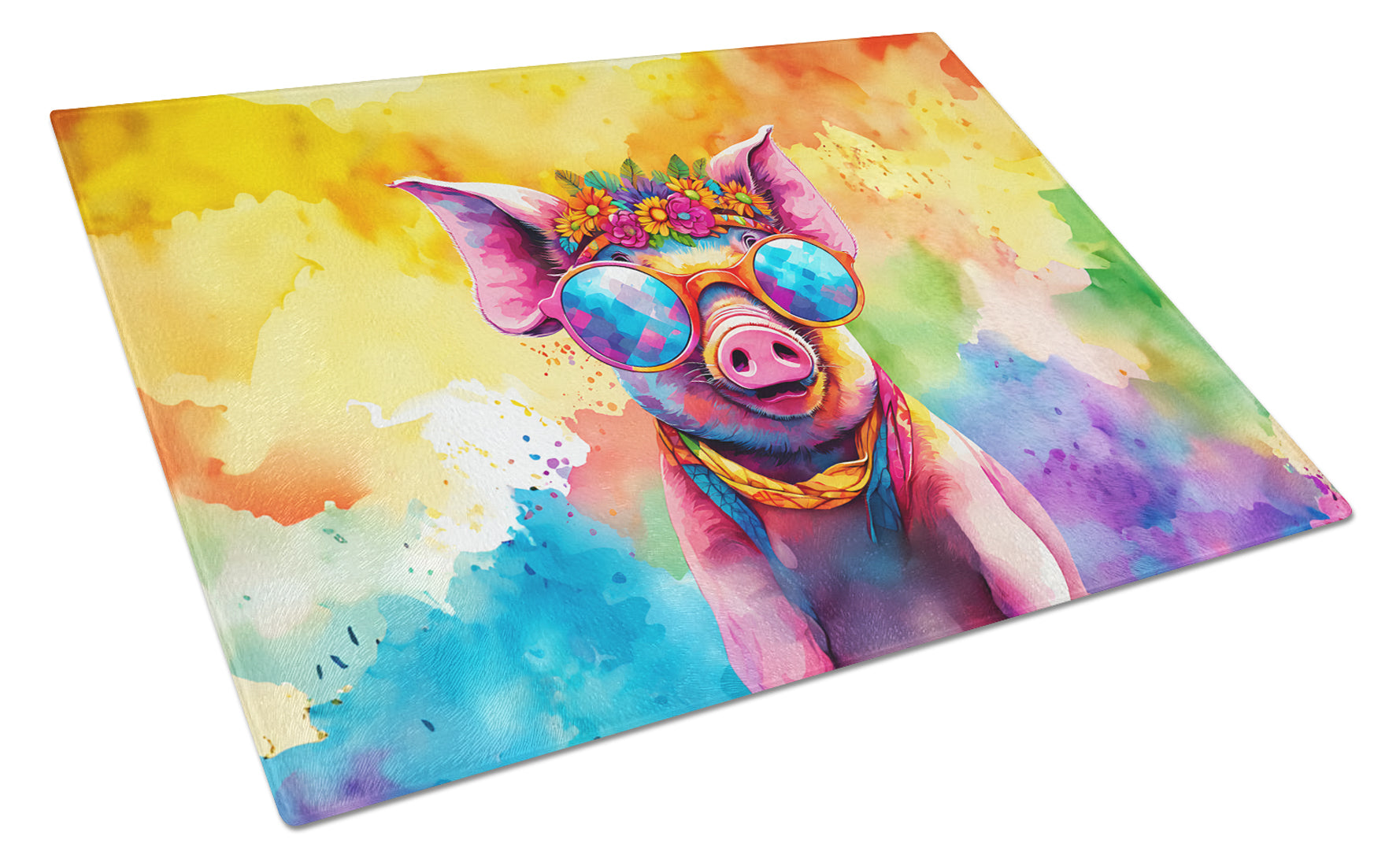 Buy this Hippie Animal Pig Glass Cutting Board