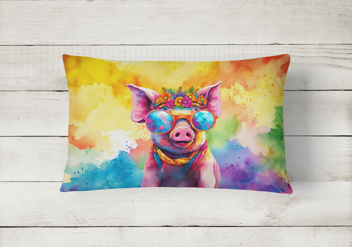 Buy this Hippie Animal Pig Throw Pillow