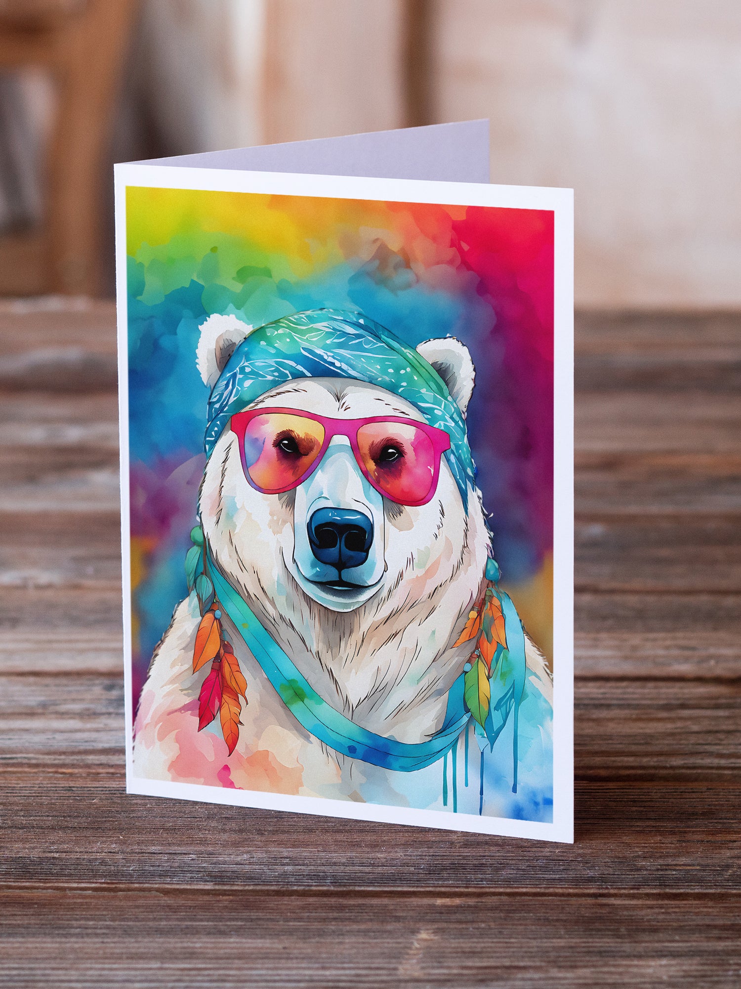 Hippie Animal Polar Bear Greeting Cards Pack of 8