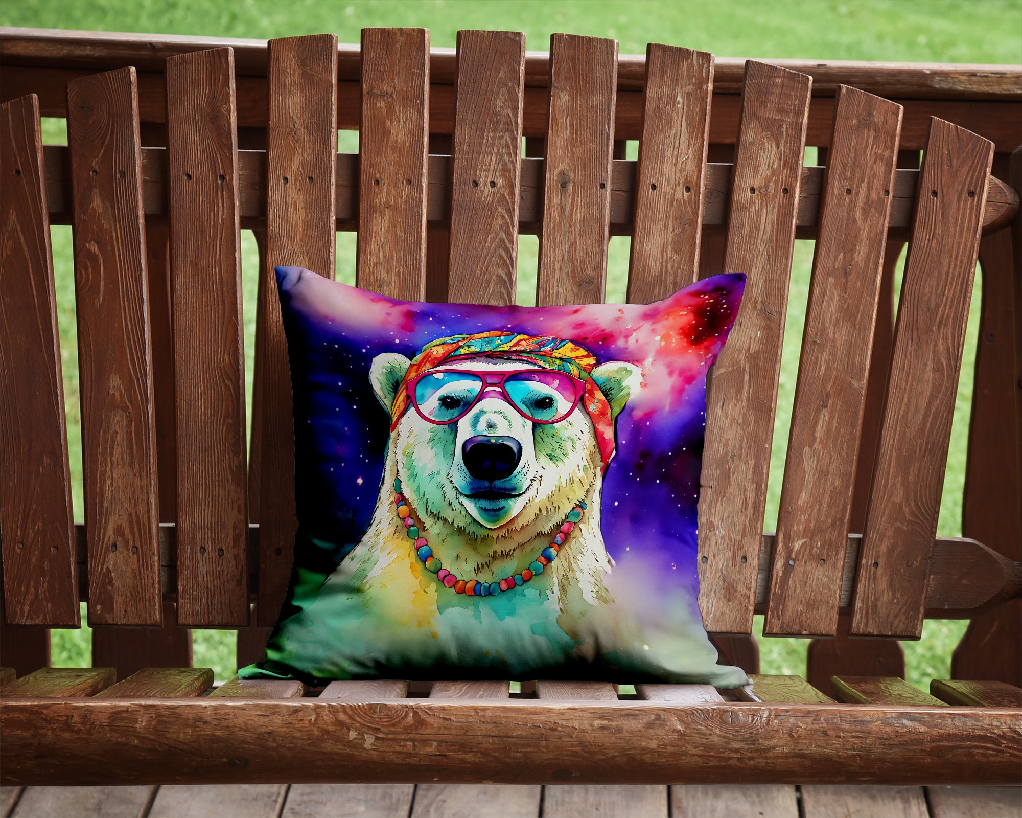 Hippie Animal Polar Bear Throw Pillow