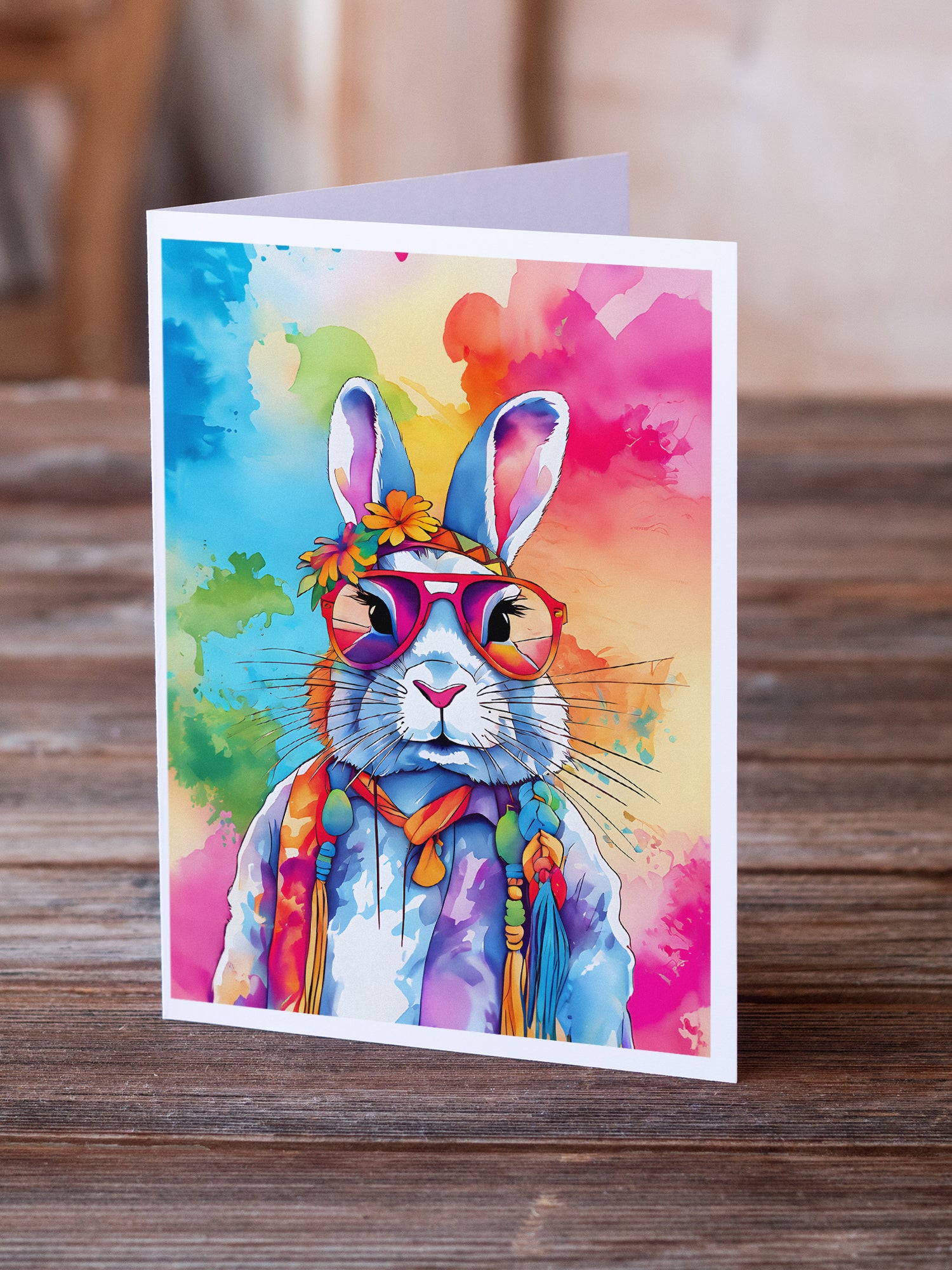 Buy this Hippie Animal Rabbit Greeting Cards Pack of 8