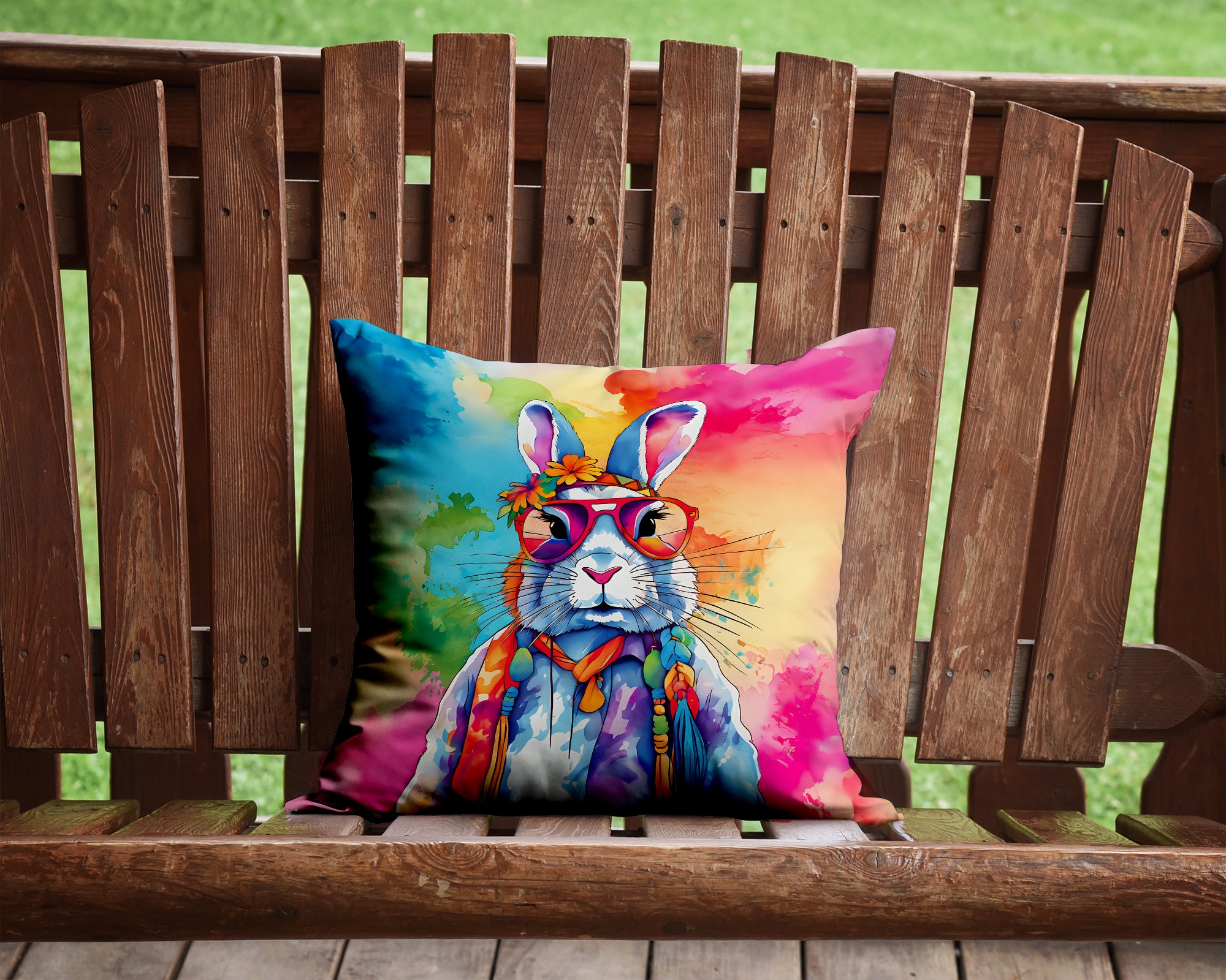 Buy this Hippie Animal Rabbit Throw Pillow