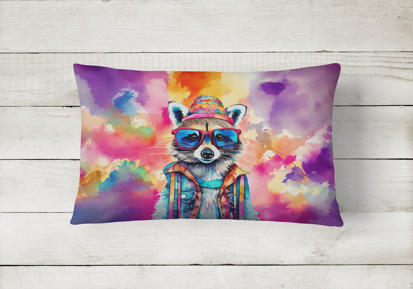 Hippie Animal Raccoon Throw Pillow